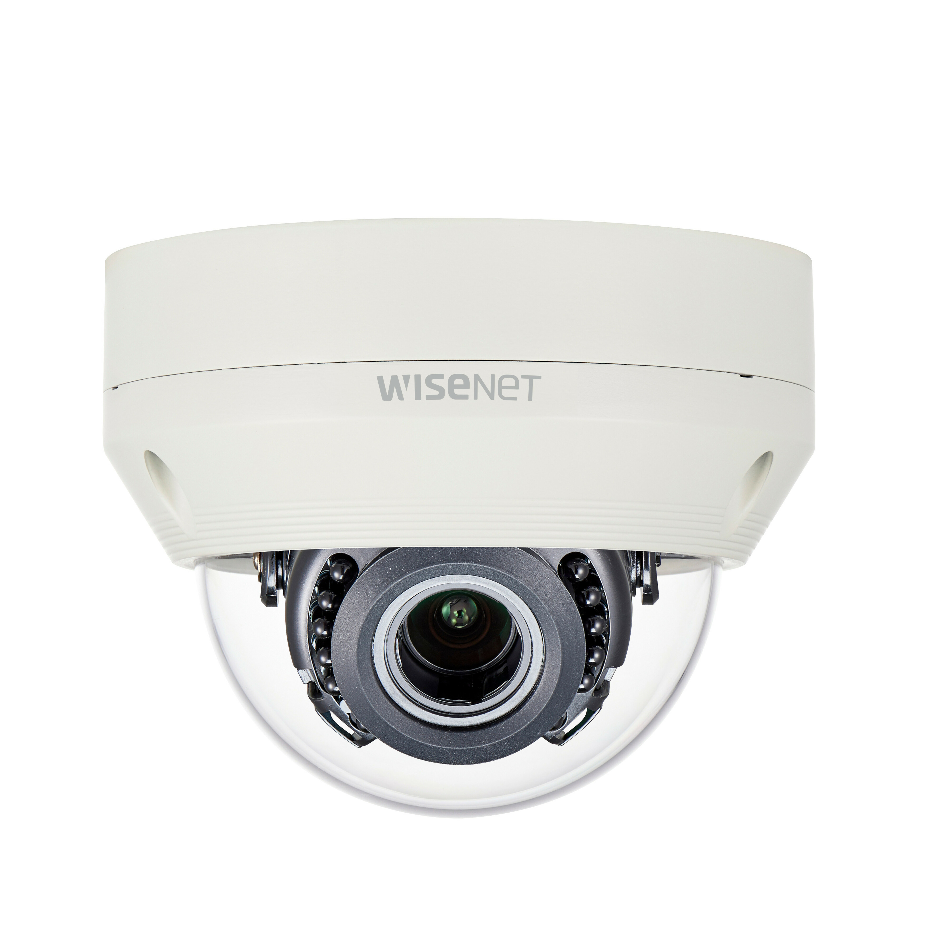Wisenet HCV-6070R 2 Megapixel Indoor/Outdoor Full HD Surveillance Camera - Color - Dome - Ivory - 98 ft Infrared Night Vision - 1920 x 1080 - 3.20 mm- 10 mm Varifocal Lens - 3.1x Optical - CMOS - Pipe Mount, Ceiling Mount, Wall Mount, Pole Mount, Box Mount - IK10 - IP66 - Vandal Resistant