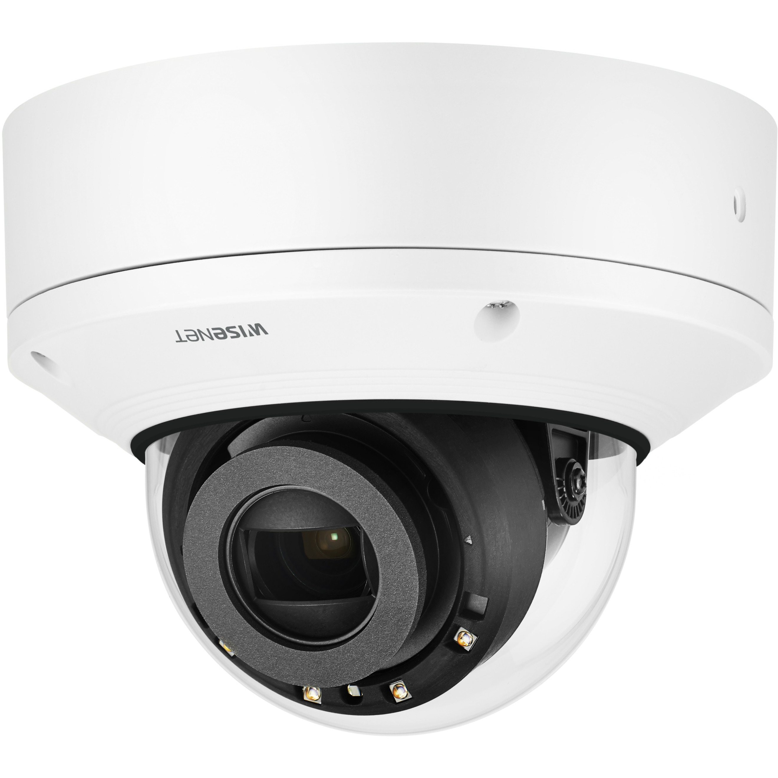 Wisenet XND-6081RV 2 Megapixel Indoor Full HD Network Camera - Color, Monochrome - Dome - White - 164.04 ft Infrared Night Vision - MJPEG, H.264, H.265 - 1920 x 1080 - 2.80 mm- 12 mm Varifocal Lens - 4.3x Optical - 60 fps - CMOS - Hanging Mount - IK10 - IP52 - Shock Resistant