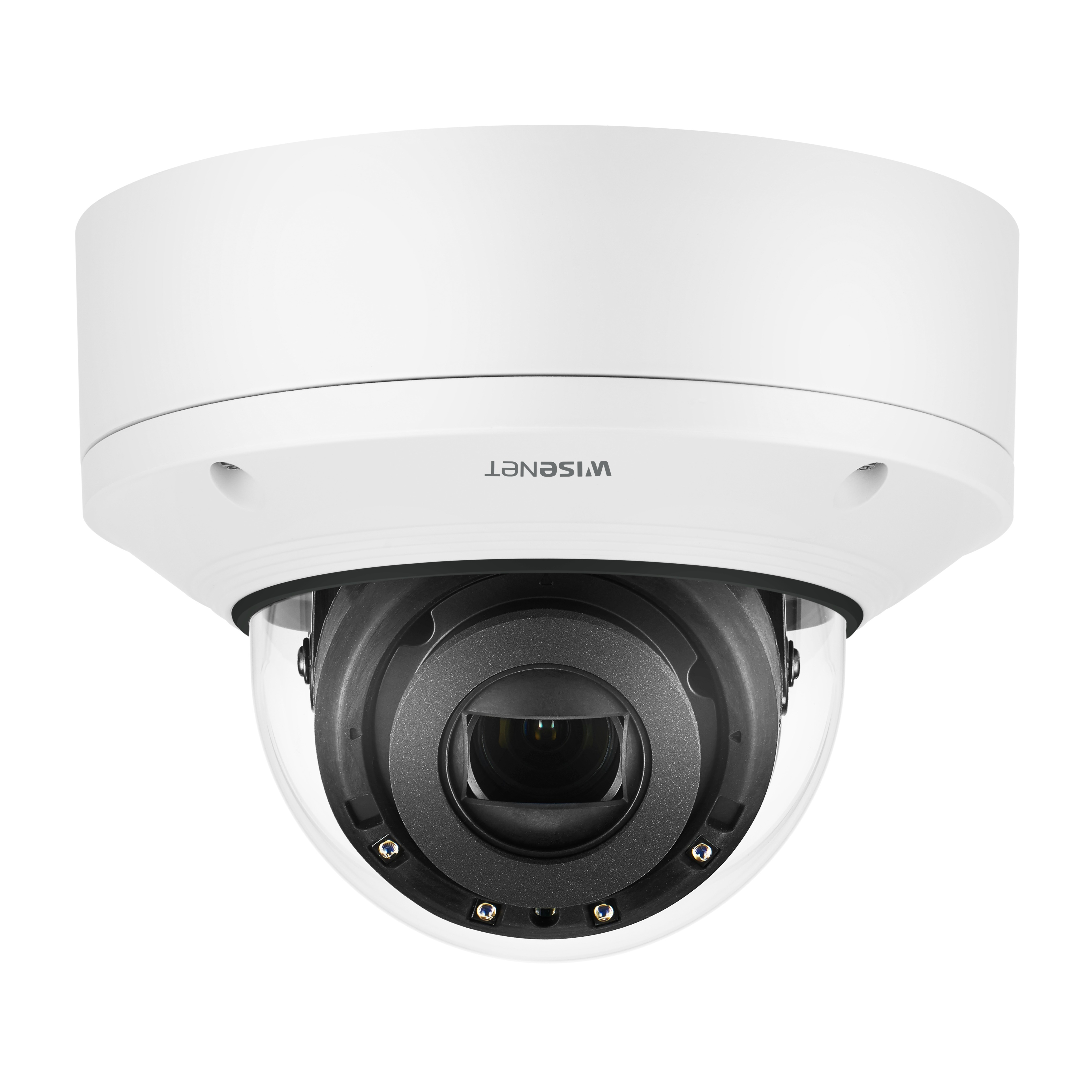 Wisenet XND-6081RV 2 Megapixel Indoor Full HD Network Camera - Color, Monochrome - Dome - White - 164.04 ft Infrared Night Vision - MJPEG, H.264, H.265 - 1920 x 1080 - 2.80 mm- 12 mm Varifocal Lens - 4.3x Optical - 60 fps - CMOS - Hanging Mount - IK10 - IP52 - Shock Resistant