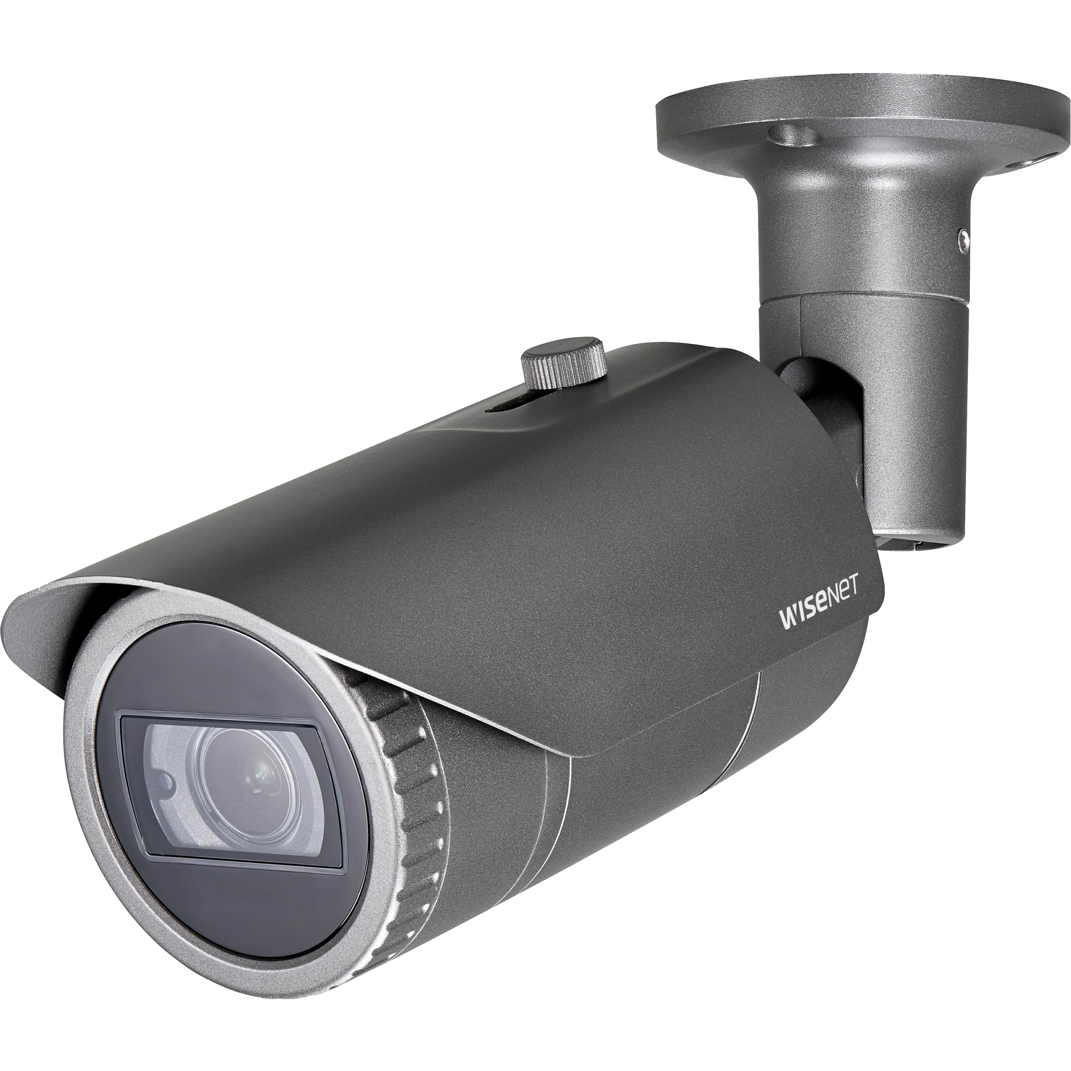 Wisenet QNO-8080R 5 Megapixel Outdoor Network Camera - Bullet - Dark Gray - 98.43 ft Infrared Night Vision - H.265, H.264, MJPEG - 2592 x 1944 - 3.20 mm Zoom Lens - 3.1x Optical - 30 fps - CMOS - Pole Mount, Box Mount