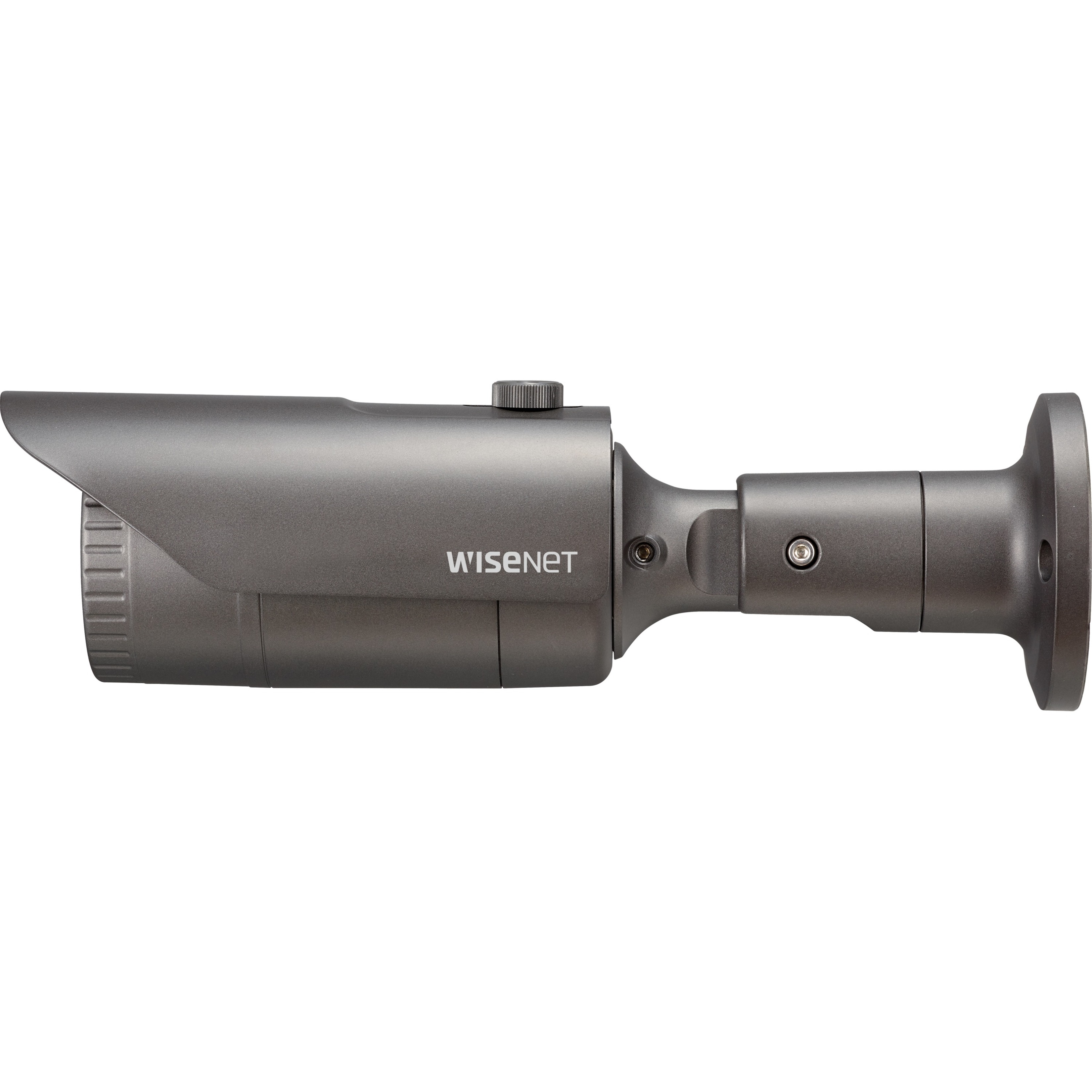 Wisenet QNO-8010R 5 Megapixel Outdoor Network Camera - Color, Monochrome - Bullet - Dark Gray - 65.62 ft Infrared Night Vision - H.264, MJPEG, H.265 - 2592 x 1944 - 2.80 mm Fixed Lens - 30 fps - CMOS - Pole Mount, Box Mount - IK10 - IP66