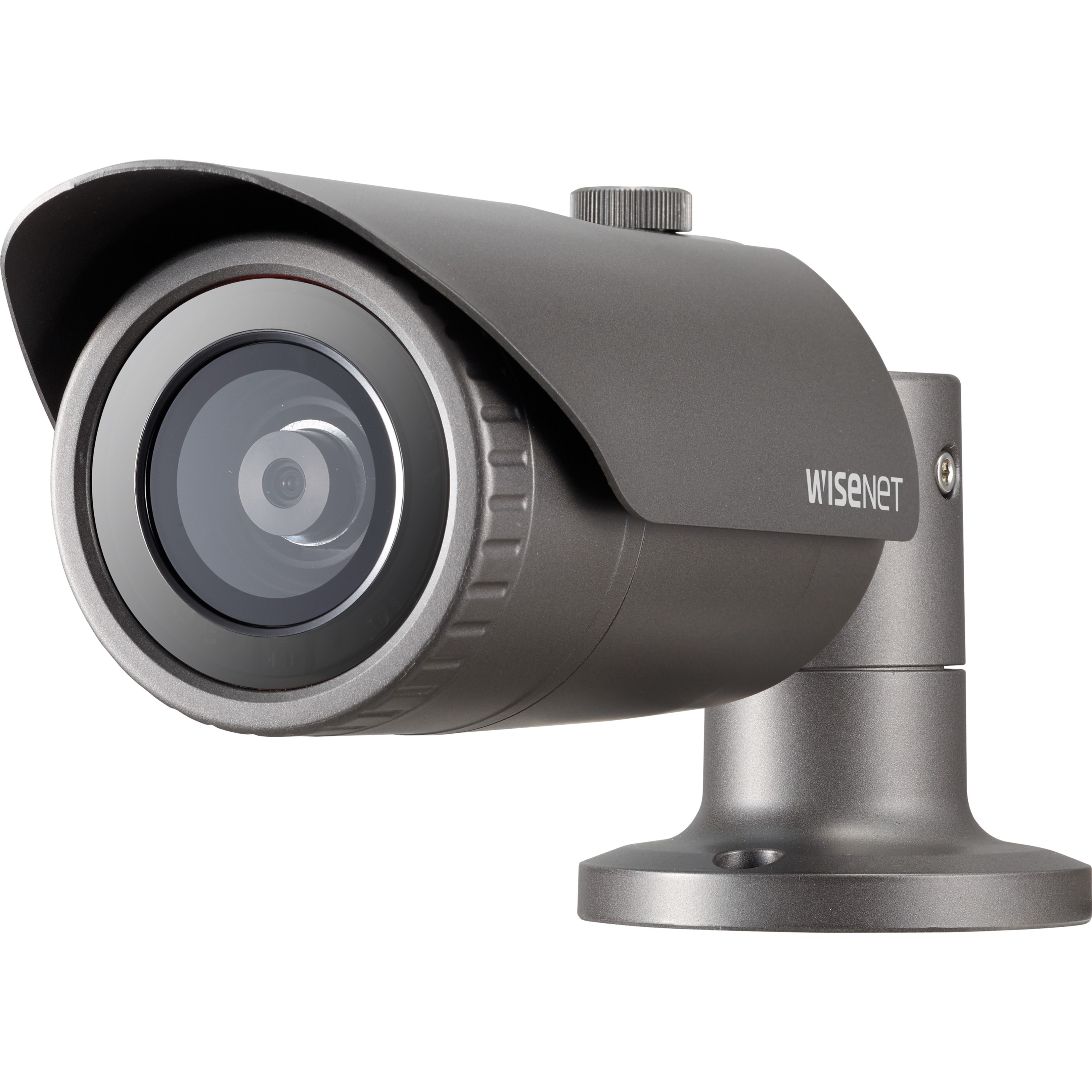 Wisenet QNO-8010R 5 Megapixel Outdoor Network Camera - Color, Monochrome - Bullet - Dark Gray - 65.62 ft Infrared Night Vision - H.264, MJPEG, H.265 - 2592 x 1944 - 2.80 mm Fixed Lens - 30 fps - CMOS - Pole Mount, Box Mount - IK10 - IP66