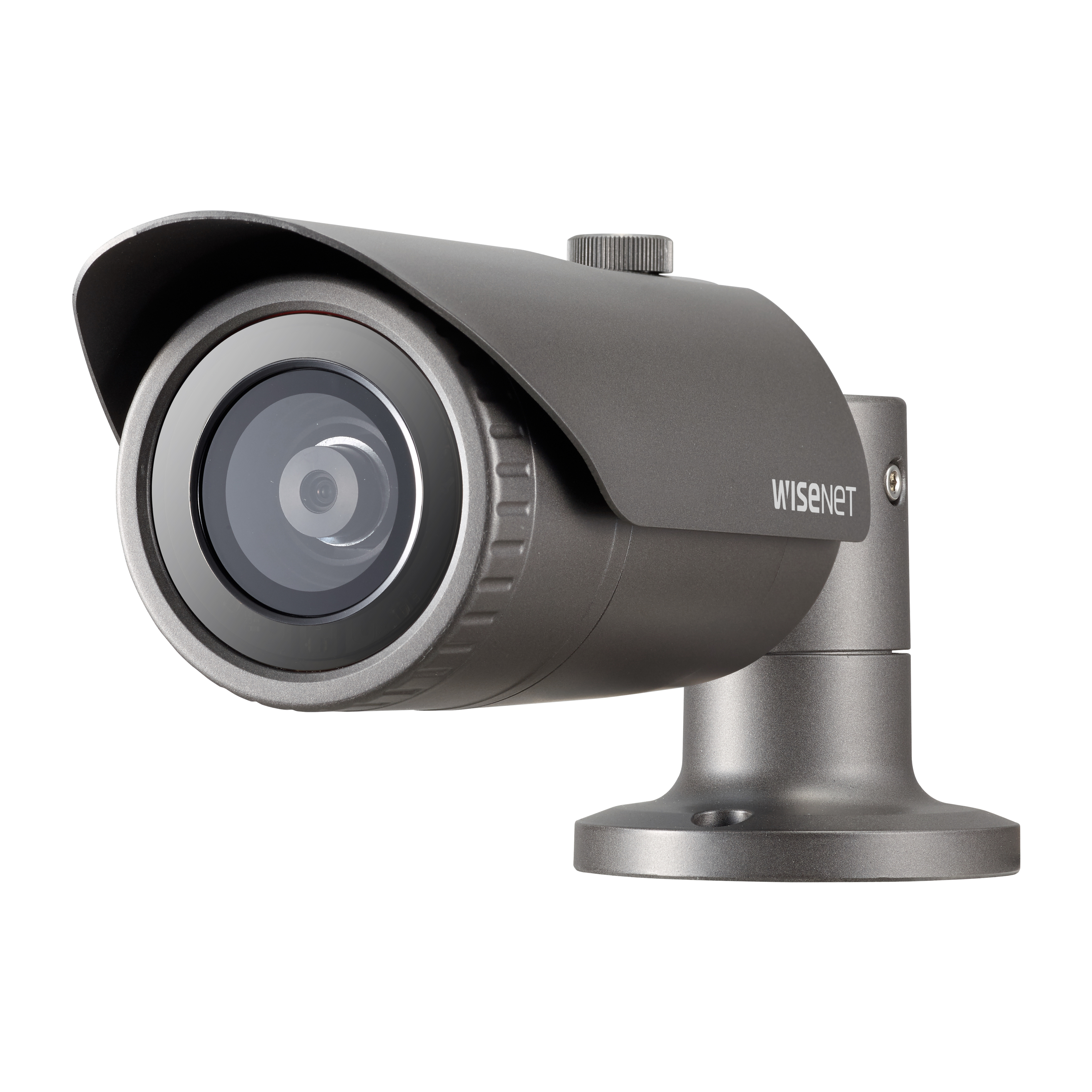 Wisenet QNO-8010R 5 Megapixel Outdoor Network Camera - Color, Monochrome - Bullet - Dark Gray - 65.62 ft Infrared Night Vision - H.264, MJPEG, H.265 - 2592 x 1944 - 2.80 mm Fixed Lens - 30 fps - CMOS - Pole Mount, Box Mount - IK10 - IP66