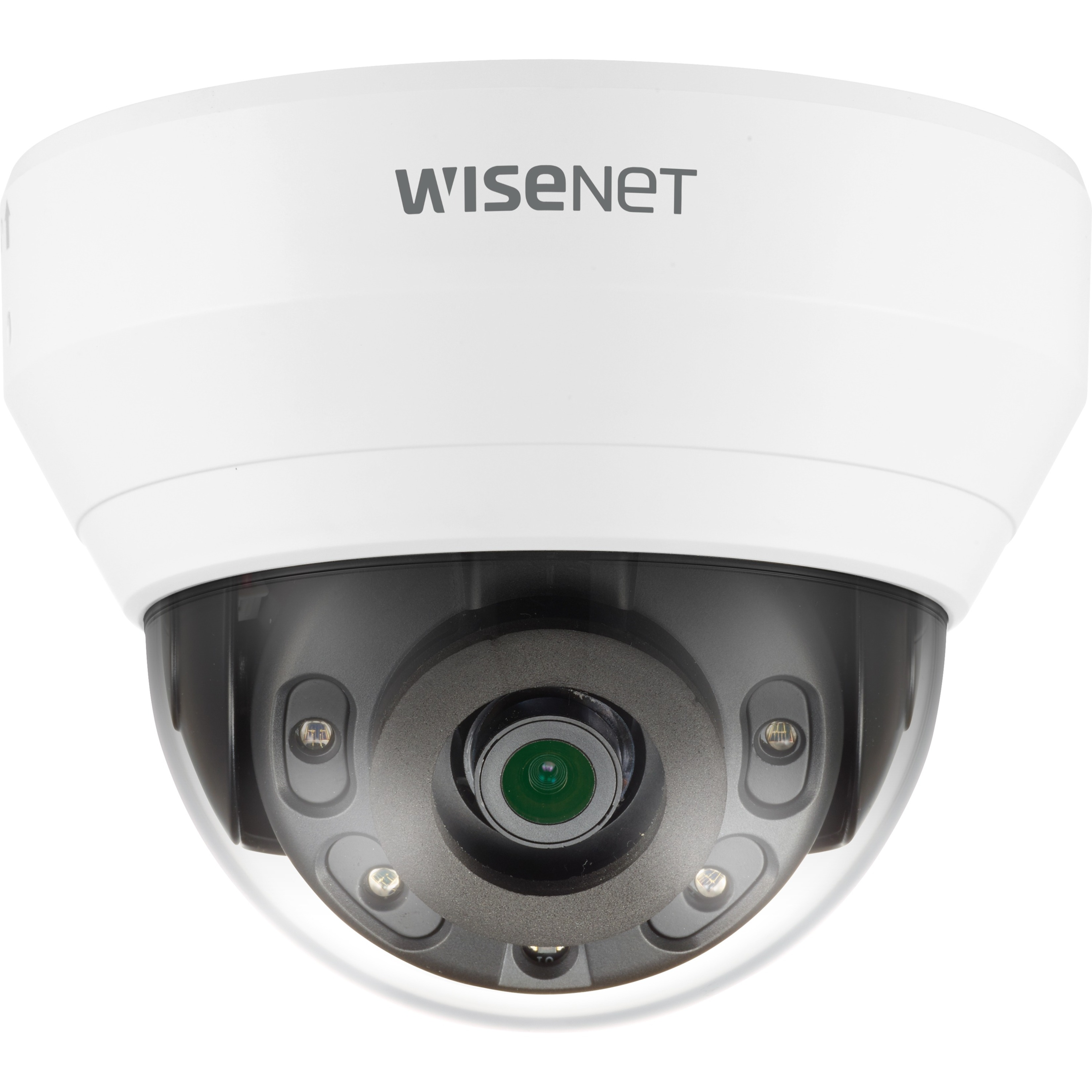 Wisenet QND-6012R 2 Megapixel Indoor Full HD Network Camera - Color, Monochrome - Dome - White - 65.62 ft Infrared Night Vision - H.264, MJPEG, H.265 - 1920 x 1080 - 2.80 mm Fixed Lens - 30 fps - CMOS - Wall Mount, Ceiling Mount