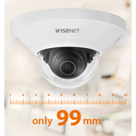 Wisenet QND-6021 2 Megapixel Indoor HD Network Camera - Dome - White - MJPEG, H.264, H.265 - 1920 x 1080 Fixed Lens - 30 fps - CMOS - Wall Mount