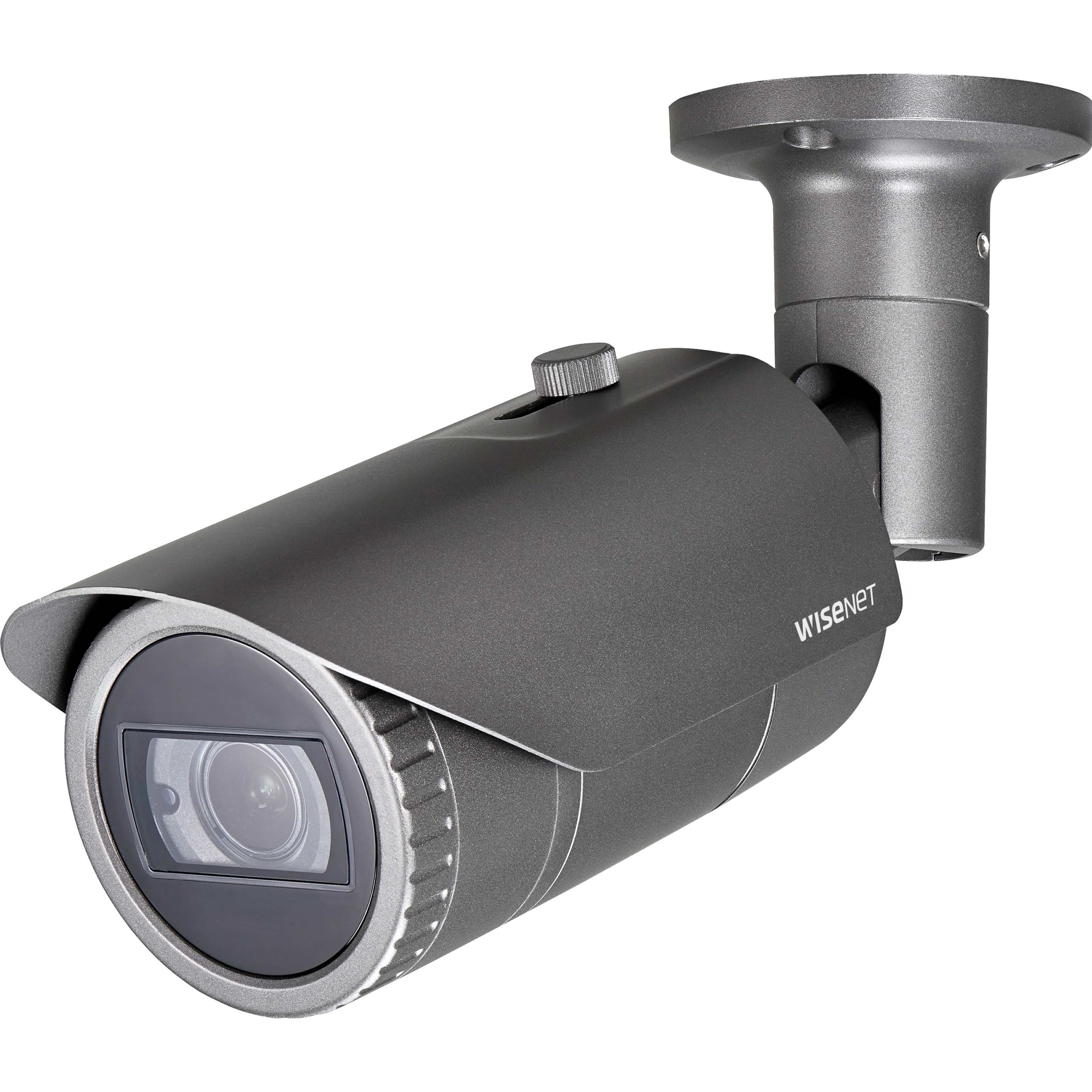Wisenet QNO-6082R 2 Megapixel Outdoor Full HD Network Camera - Color, Monochrome - Bullet - Dark Gray - 98.43 ft Infrared Night Vision - H.264, MJPEG, H.265 - 1920 x 1080 - 3.20 mm- 10 mm Varifocal Lens - 3.1x Optical - 30 fps - CMOS - Pole Mount, Box Mount - IK10 - IP66