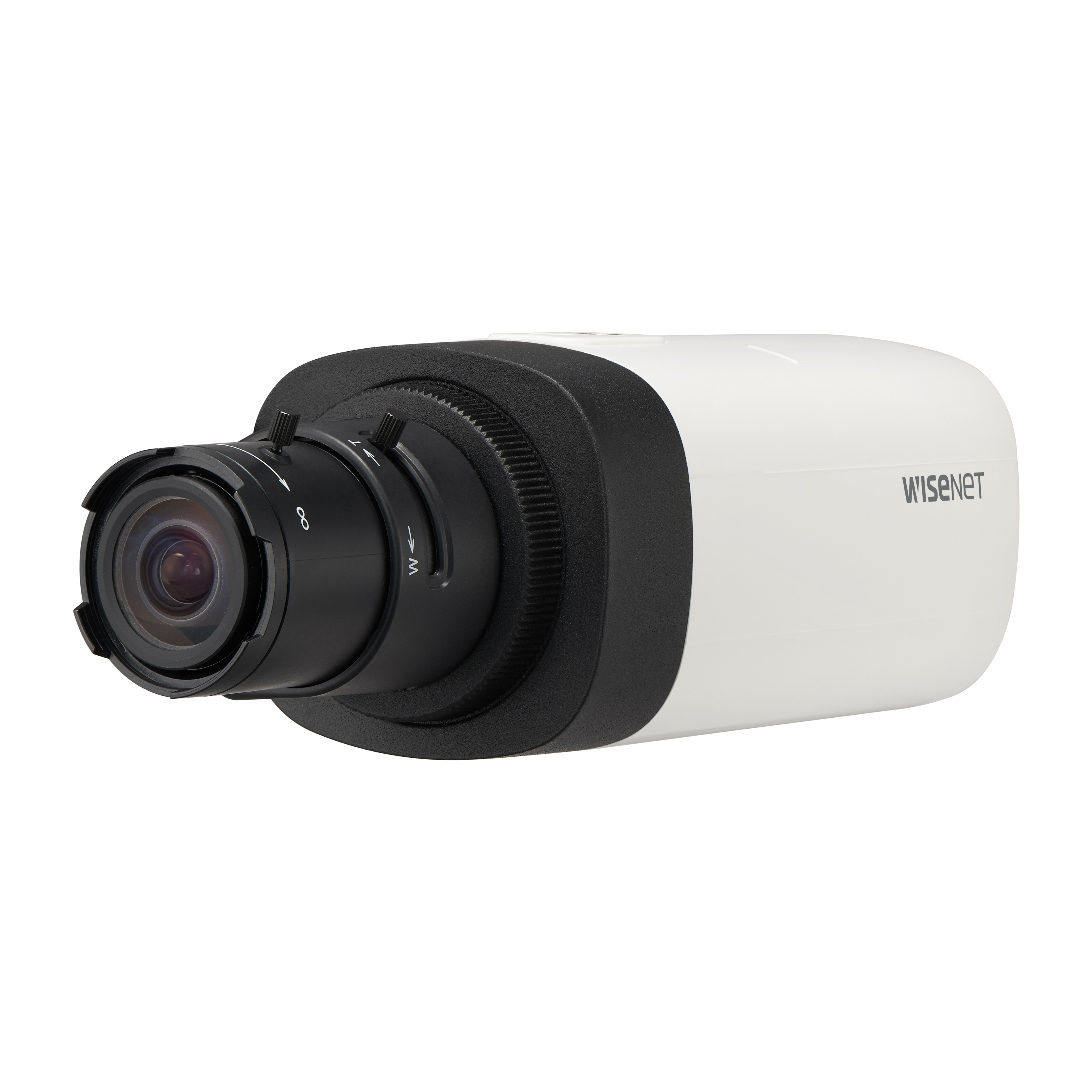 Wisenet HCB-7000A 4 Megapixel Indoor Surveillance Camera - Color - Box - Black, Ivory - 2560 x 1440 Fixed Lens - 30 fps - CMOS - Bracket Mount