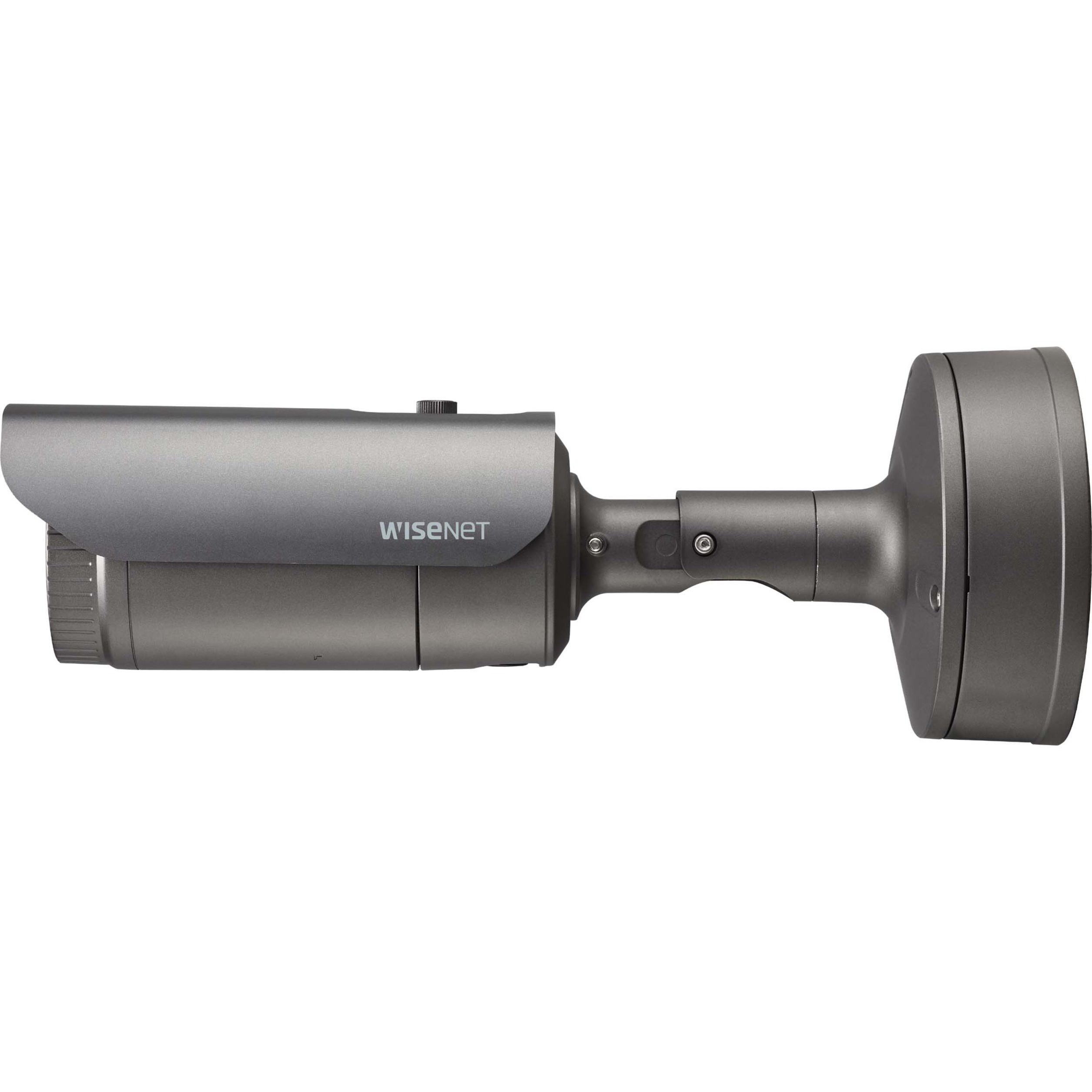 Hanwha Techwin PNO-A9081R 8 Megapixel Outdoor 4K Network Camera - Color - Bullet - White - 98.43 ft Infrared Night Vision - H.264, MJPEG, H.265, H.264 (MP), H.264 HP - 3840 x 2160 - 4.50 mm- 10 mm Varifocal Lens - 2.2x Optical - 30 fps - CMOS - Pole Mount - IK10 - IP66, IP67 - Vandal Resistant