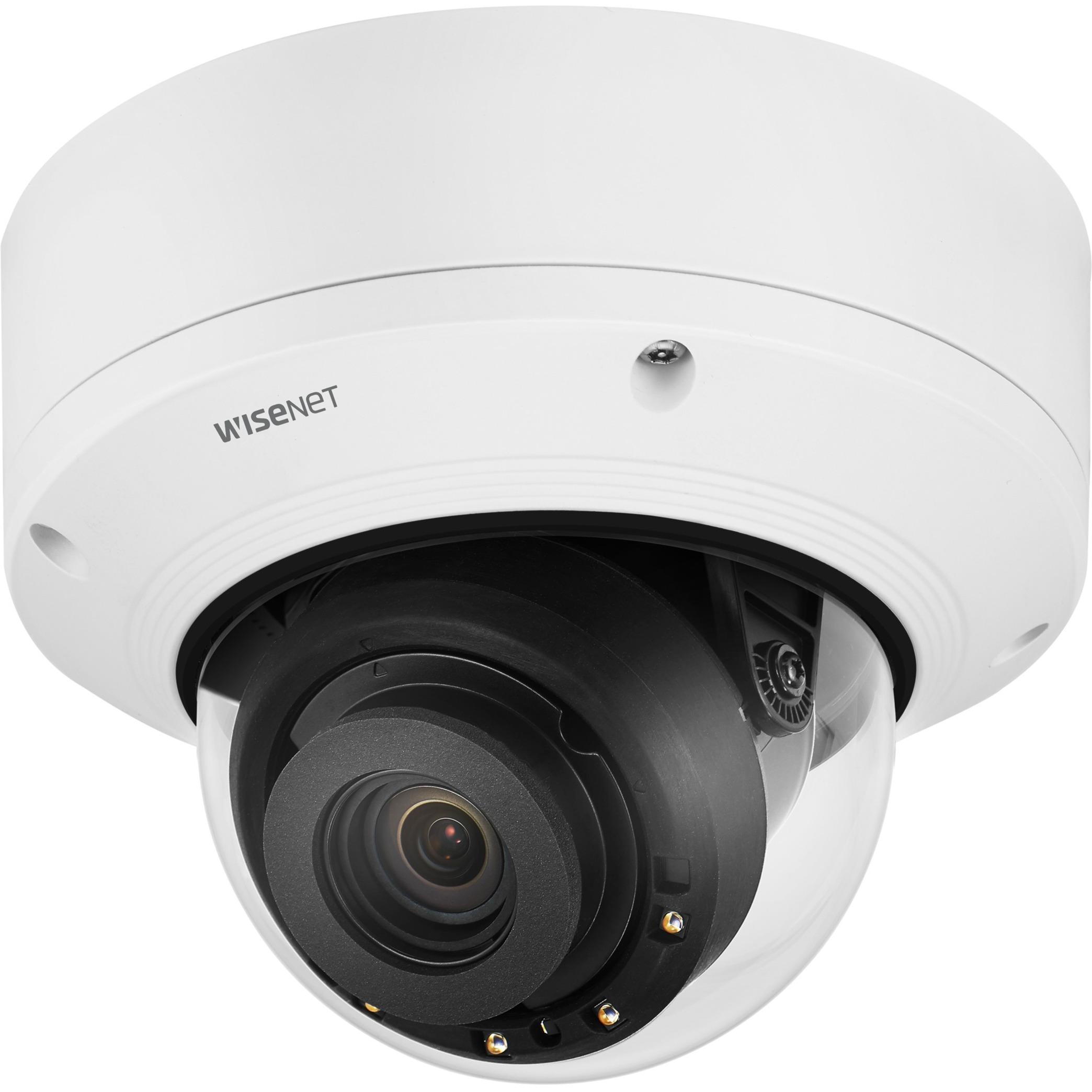 Hanwha Techwin PND-A9081RV 8 Megapixel Indoor 4K Network Camera - Color - Dome - White - 98.43 ft Infrared Night Vision - H.264, MJPEG, H.265, H.264 (MP), H.264 HP - 3840 x 2160 - 4.50 mm- 10 mm Varifocal Lens - 2.2x Optical - 30 fps - CMOS - Hanging Mount, Conduit Mount, Gang Box Mount, Corner Mount, Wall Mount, Pendant Mount, Pipe Mount, Gooseneck, Parapet Mount, Pole Mount - IK10 - IP52 - Vandal Resistant