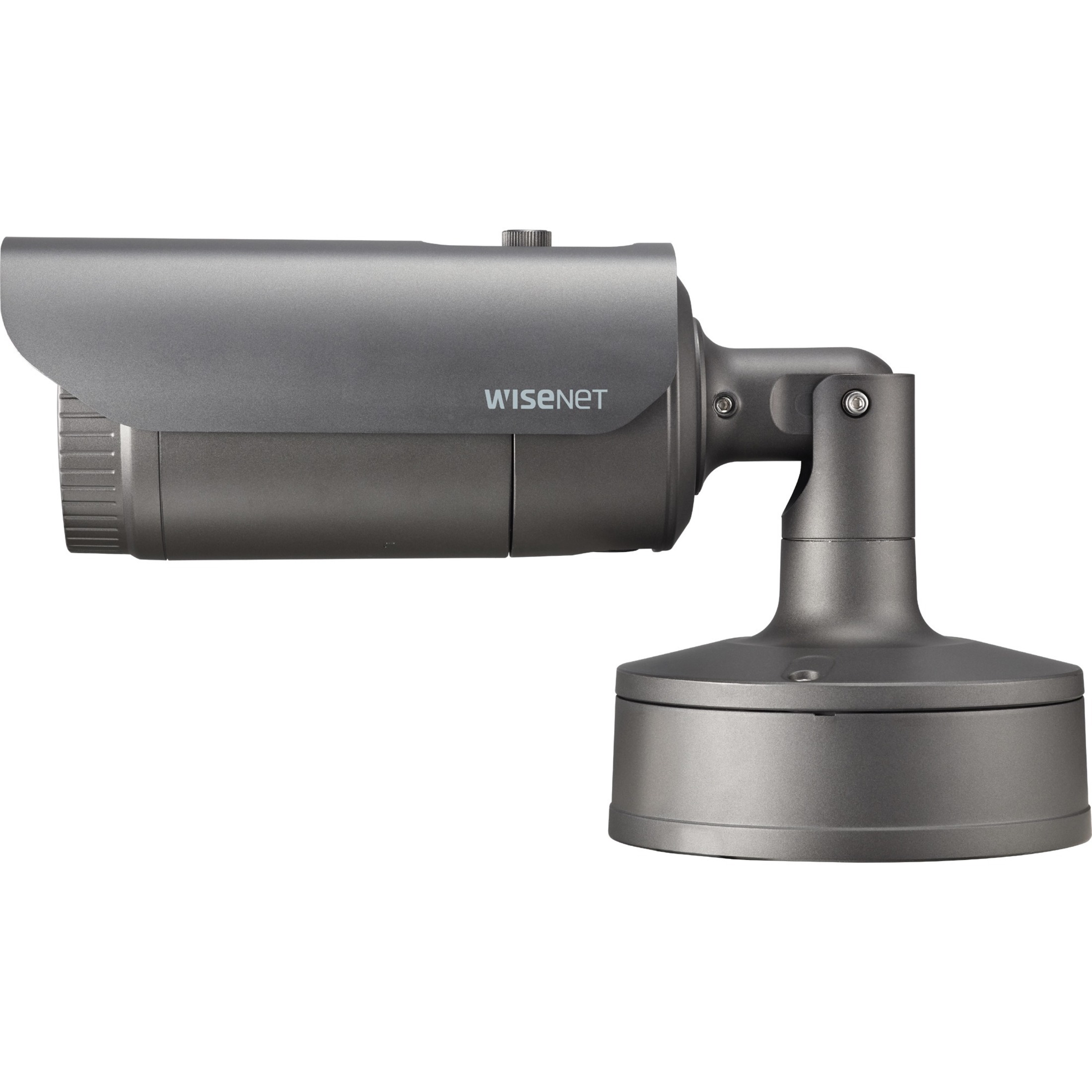 Wisenet XNO-9082R Outdoor 4K Network Camera - Color - Bullet - Dark Gray - 131.23 ft Infrared Night Vision - H.265, H.264, MJPEG - 3840 x 2160 - 2.80 mm- 8.40 mm Zoom Lens - 3x Optical - 30 fps - CMOS - Pole Mount - IK10 - IP66, IP67