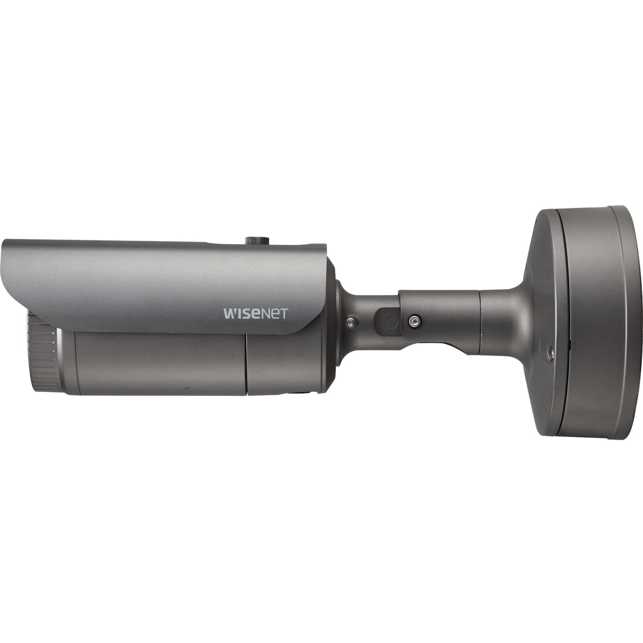 Wisenet XNO-9082R Outdoor 4K Network Camera - Color - Bullet - Dark Gray - 131.23 ft Infrared Night Vision - H.265, H.264, MJPEG - 3840 x 2160 - 2.80 mm- 8.40 mm Zoom Lens - 3x Optical - 30 fps - CMOS - Pole Mount - IK10 - IP66, IP67
