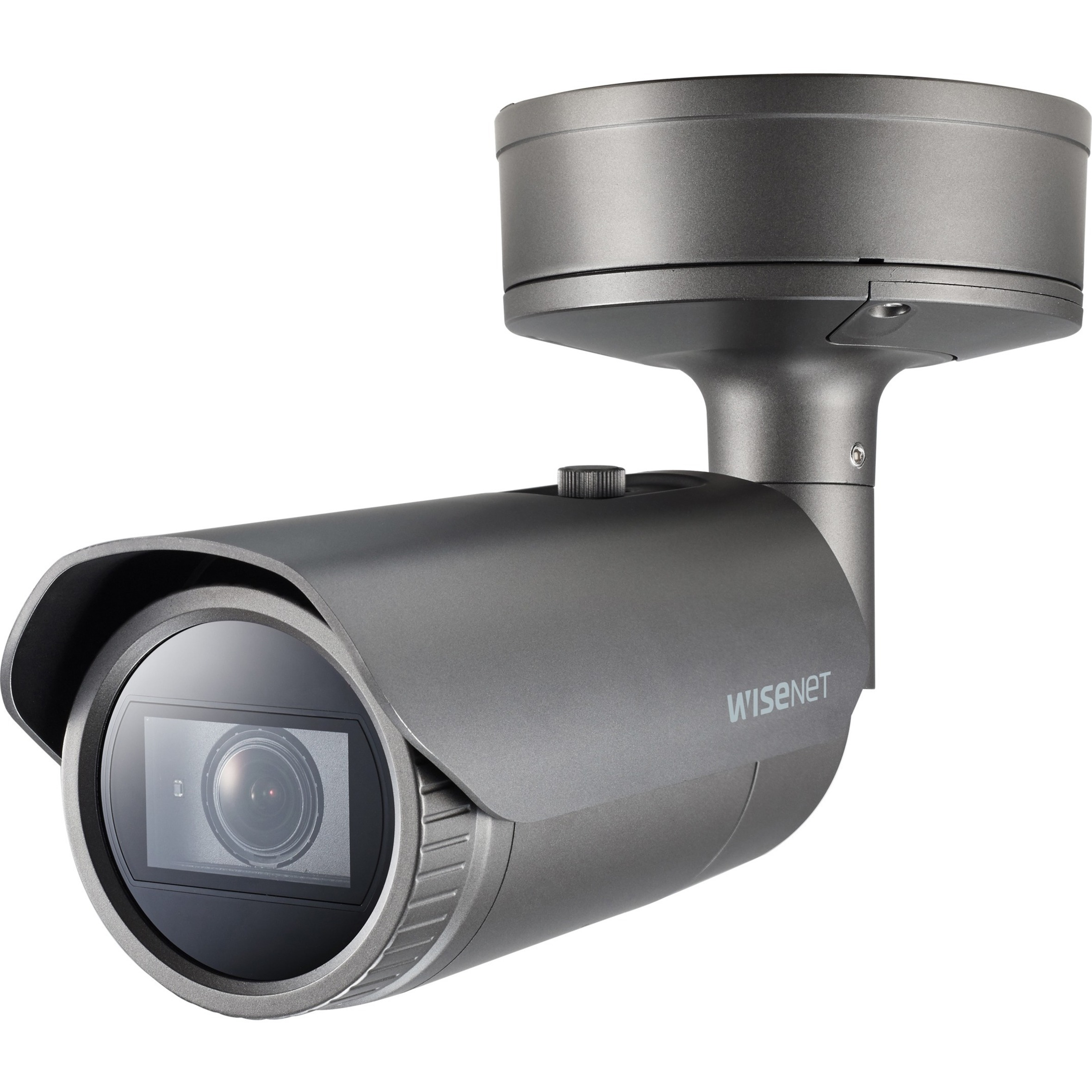 Wisenet XNO-9082R Outdoor 4K Network Camera - Color - Bullet - Dark Gray - 131.23 ft Infrared Night Vision - H.265, H.264, MJPEG - 3840 x 2160 - 2.80 mm- 8.40 mm Zoom Lens - 3x Optical - 30 fps - CMOS - Pole Mount - IK10 - IP66, IP67