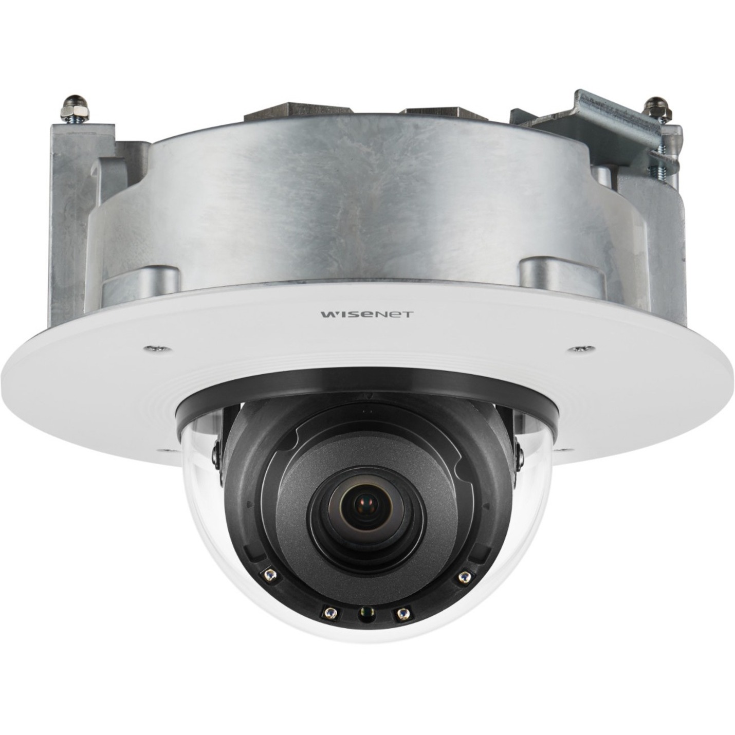 Wisenet XND-9082RF HD Network Camera - Color, Monochrome - Dome - Signal White - 131.23 ft - H.264, H.265, MJPEG - 3840 x 2160 - 2.80 mm- 8.40 mm Varifocal Lens - 3x Optical - 30 fps - CMOS - Flush Mount - IK10 - IP52