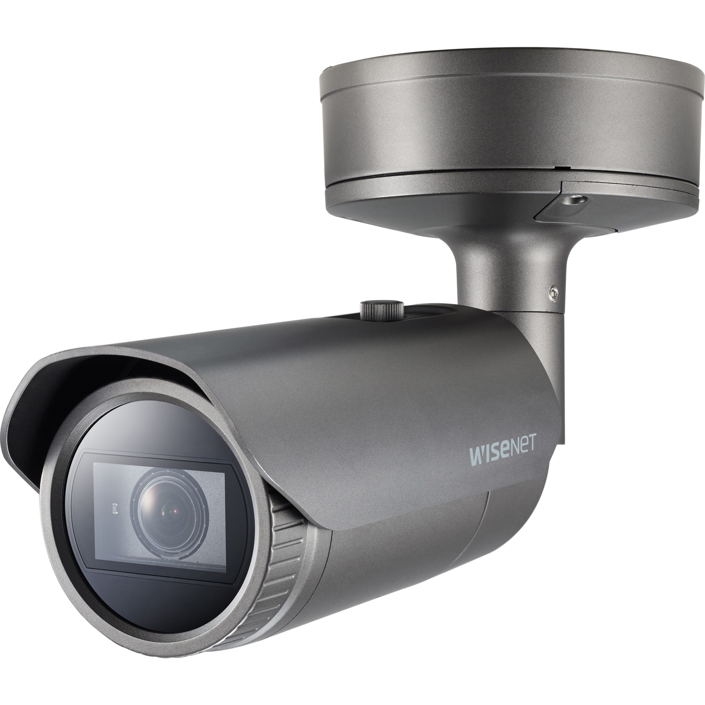 Hanwha Techwin XNO-8082R 6 Megapixel Indoor/Outdoor HD Network Camera - Color, Monochrome - Bullet - Dark Gray - 131.23 ft Night Vision - H.265, H.264, H.264M, H.264H, MJPEG - 3328 x 1872 - 2.80 mm- 8.40 mm Zoom Lens - 3x Optical - 30 fps - CMOS - Pole Mount - IK10 - IP66, IP67
