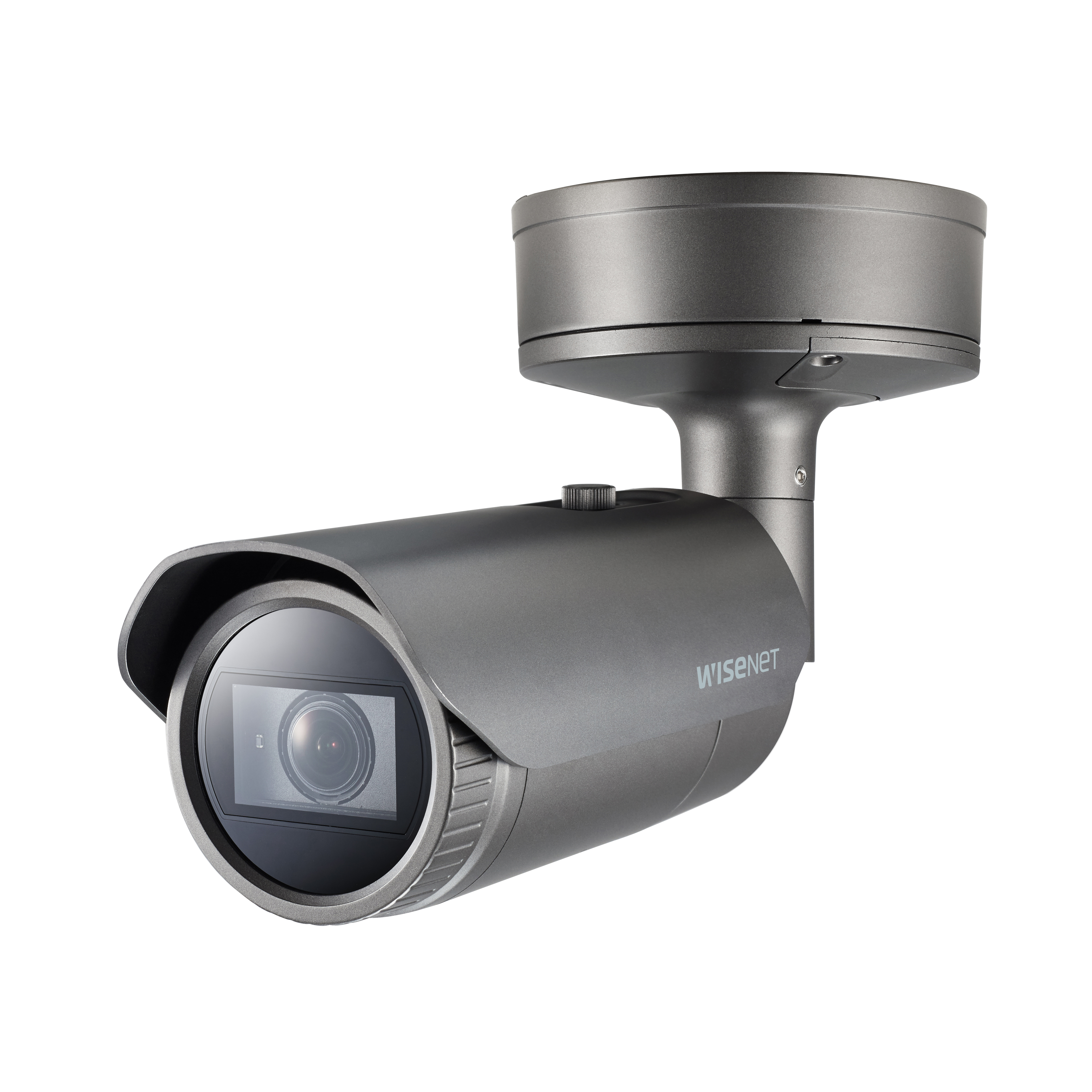 Hanwha Techwin XNO-8082R 6 Megapixel Indoor/Outdoor HD Network Camera - Color, Monochrome - Bullet - Dark Gray - 131.23 ft Night Vision - H.265, H.264, H.264M, H.264H, MJPEG - 3328 x 1872 - 2.80 mm- 8.40 mm Zoom Lens - 3x Optical - 30 fps - CMOS - Pole Mount - IK10 - IP66, IP67