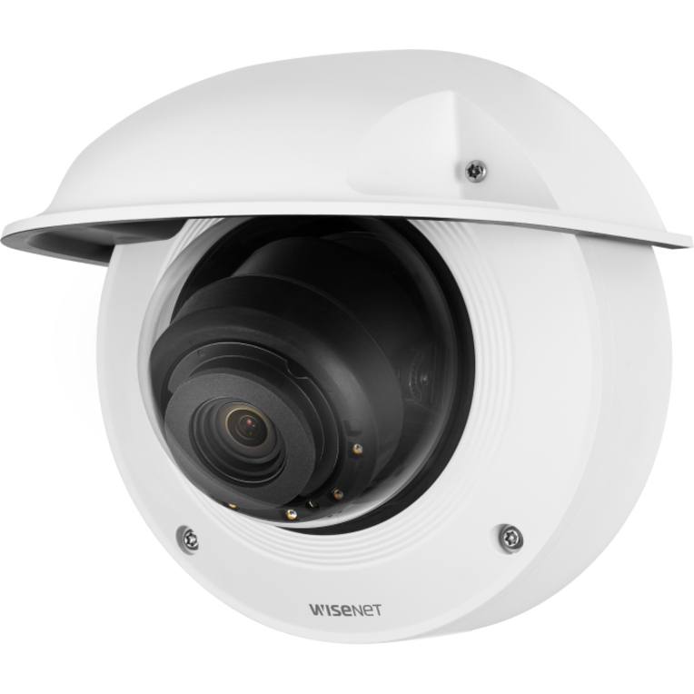 Wisenet XNV-8082R 6 Megapixel Indoor/Outdoor Network Camera - Color - Dome - White - 131.23 ft Infrared Night Vision - H.265, H.264, H.264M, H.264H, MJPEG - 3328 x 1872 - 2.80 mm- 8.40 mm Varifocal Lens - 3x Optical - 30 fps - CMOS - Ceiling Mount, Parapet Mount, Pole Mount, Wall Mount, Corner Mount - IK10+ - IP66, IP67, IP6K9K - Vandal Resistant