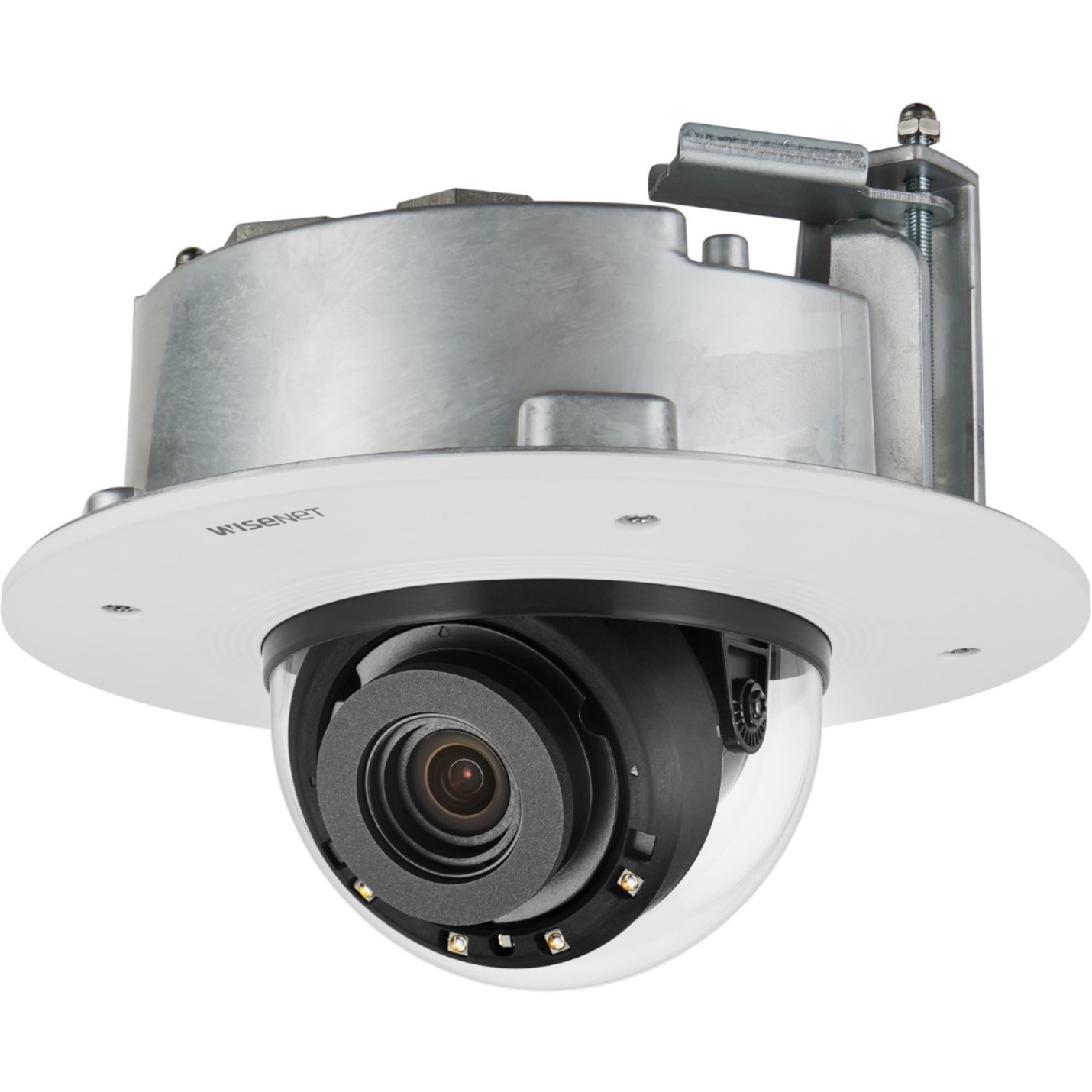 Wisenet XND-8082RF 6 Megapixel HD Network Camera - Color, Monochrome - Dome - Signal White - 131.23 ft Infrared Night Vision - H.264, H.265, MJPEG - 3328 x 1872 - 2.80 mm- 8.40 mm Varifocal Lens - 3x Optical - 30 fps - CMOS - Flush Mount - IK10 - IP52 - Shock Resistant