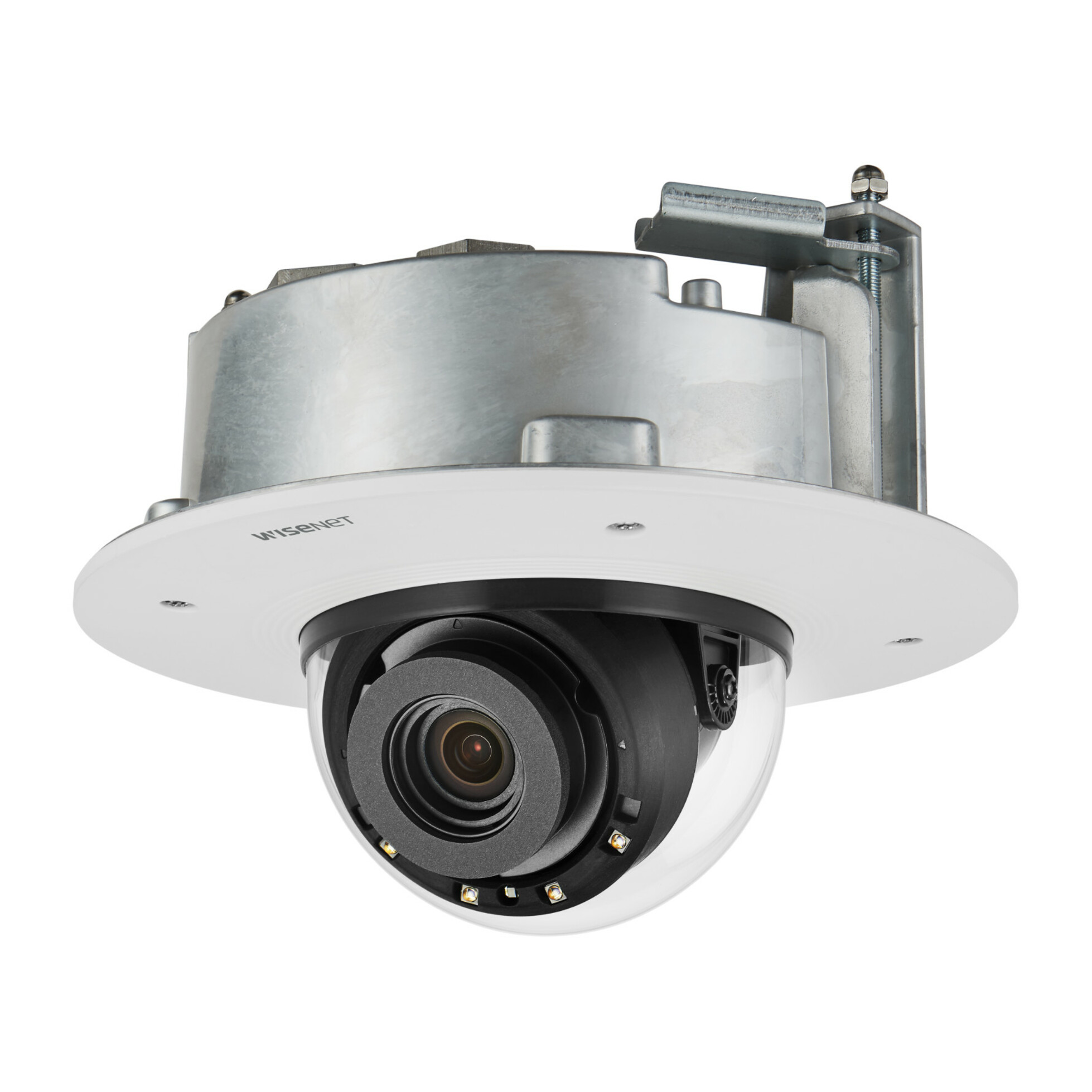 Wisenet XND-8082RF 6 Megapixel HD Network Camera - Color, Monochrome - Dome - Signal White - 131.23 ft Infrared Night Vision - H.264, H.265, MJPEG - 3328 x 1872 - 2.80 mm- 8.40 mm Varifocal Lens - 3x Optical - 30 fps - CMOS - Flush Mount - IK10 - IP52 - Shock Resistant