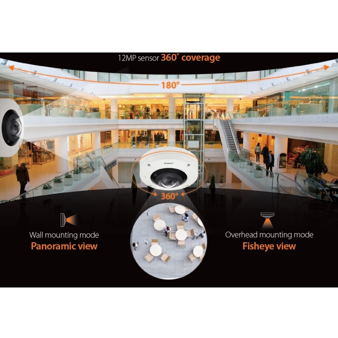 Wisenet XNF-9010RV 12 Megapixel Outdoor Network Camera - Color - Fisheye - White - 32.81 ft Infrared Night Vision - H.264, H.265, MJPEG - 3008 x 3008 - 1.08 mm Fixed Lens - 30 fps - CMOS - Wall Mount - IK10 - IP66