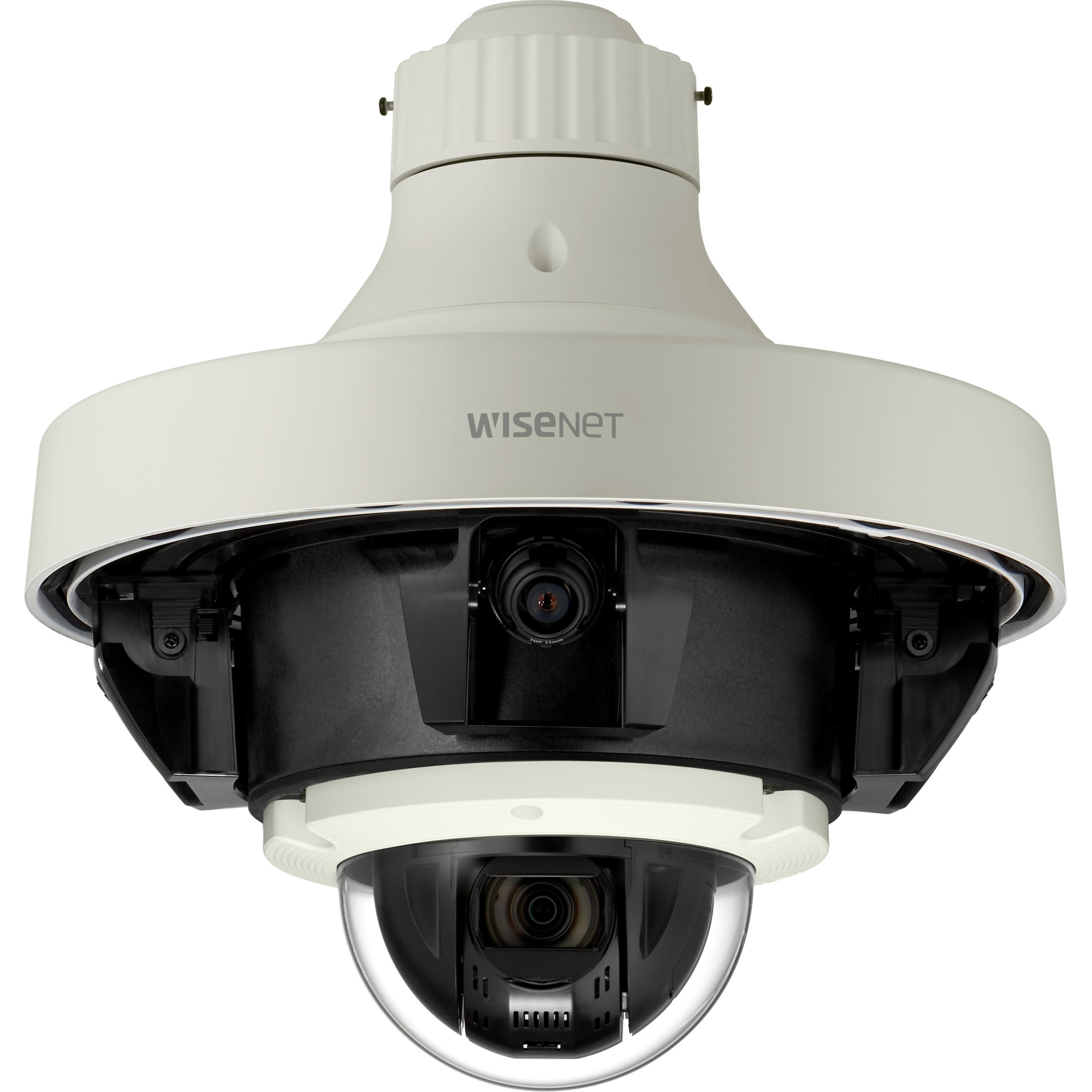 Wisenet PNM-9321VQP 5 Megapixel HD Network Camera - Ivory - H.265, H.264, MJPEG - 2560 x 1920 - 4.44 mm Fixed Lens - 32x Optical - 60 fps - CMOS - Box Mount, Gooseneck, Wall Mount, Pendant Mount, Parapet Mount, Pole Mount, Corner Mount - Vandal Resistant
