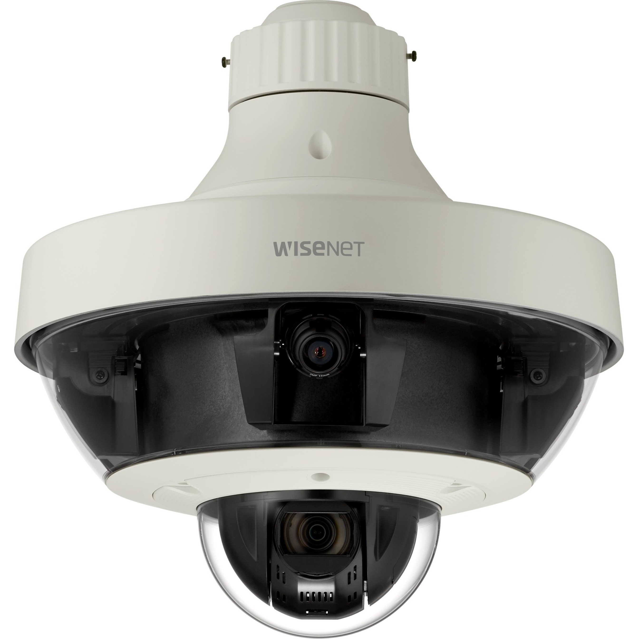 Wisenet PNM-9321VQP 5 Megapixel HD Network Camera - Ivory - H.265, H.264, MJPEG - 2560 x 1920 - 4.44 mm Fixed Lens - 32x Optical - 60 fps - CMOS - Box Mount, Gooseneck, Wall Mount, Pendant Mount, Parapet Mount, Pole Mount, Corner Mount - Vandal Resistant