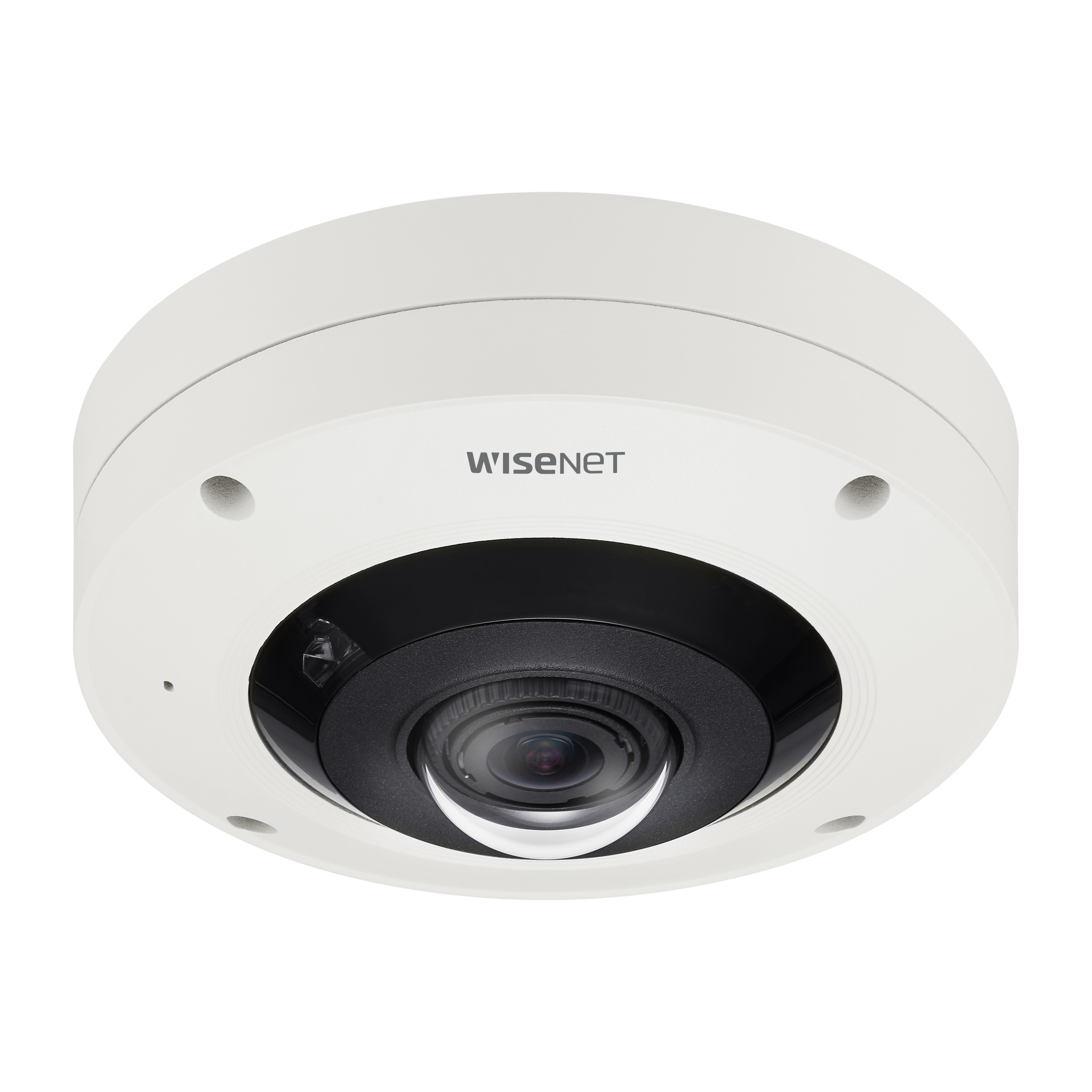 Wisenet XNF-9010RVM 12 Megapixel HD Network Camera - Color - Fisheye - Signal White - 32.81 ft Night Vision - H.264, H.265, MJPEG - 3008 x 3008 - 1.08 mm Fixed Lens - 30 fps - CMOS - Wall Mount - IK10 - IP66
