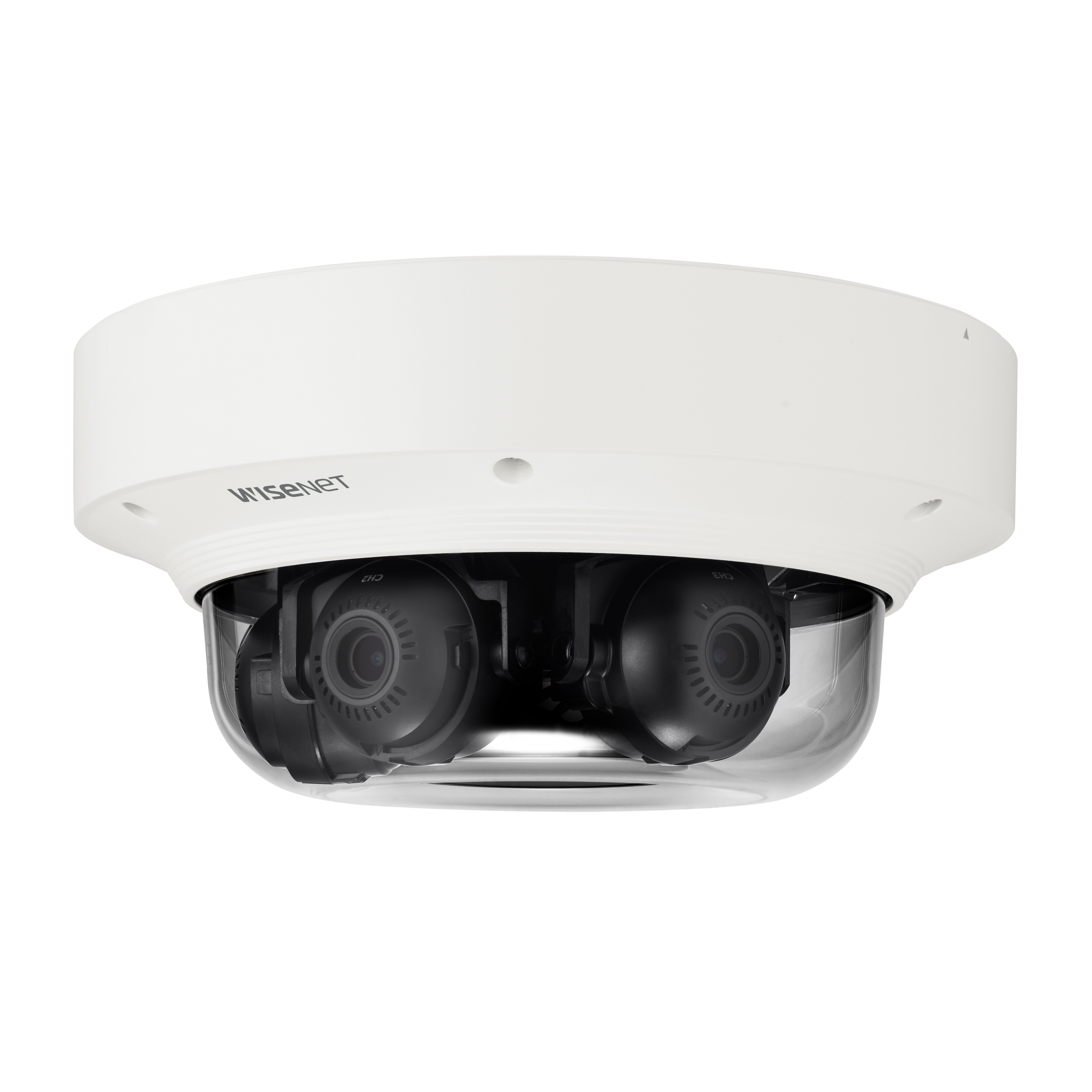 Wisenet PNM-8082VT 2 Megapixel Outdoor Full HD Network Camera - Color - Dome - White - H.265, H.264, MJPEG, H.264B, H.264H, H.264M - 1920 x 1080 - 3 mm- 6 mm Varifocal Lens - 2x Optical - 30 fps - CMOS - Wall Mount, Pendant Mount, Ceiling Mount, Corner Mount, Pole Mount, Parapet Mount, Roof Mount, Box Mount, Backbox Mount, Gang Box Mount - IK10 - IP66
