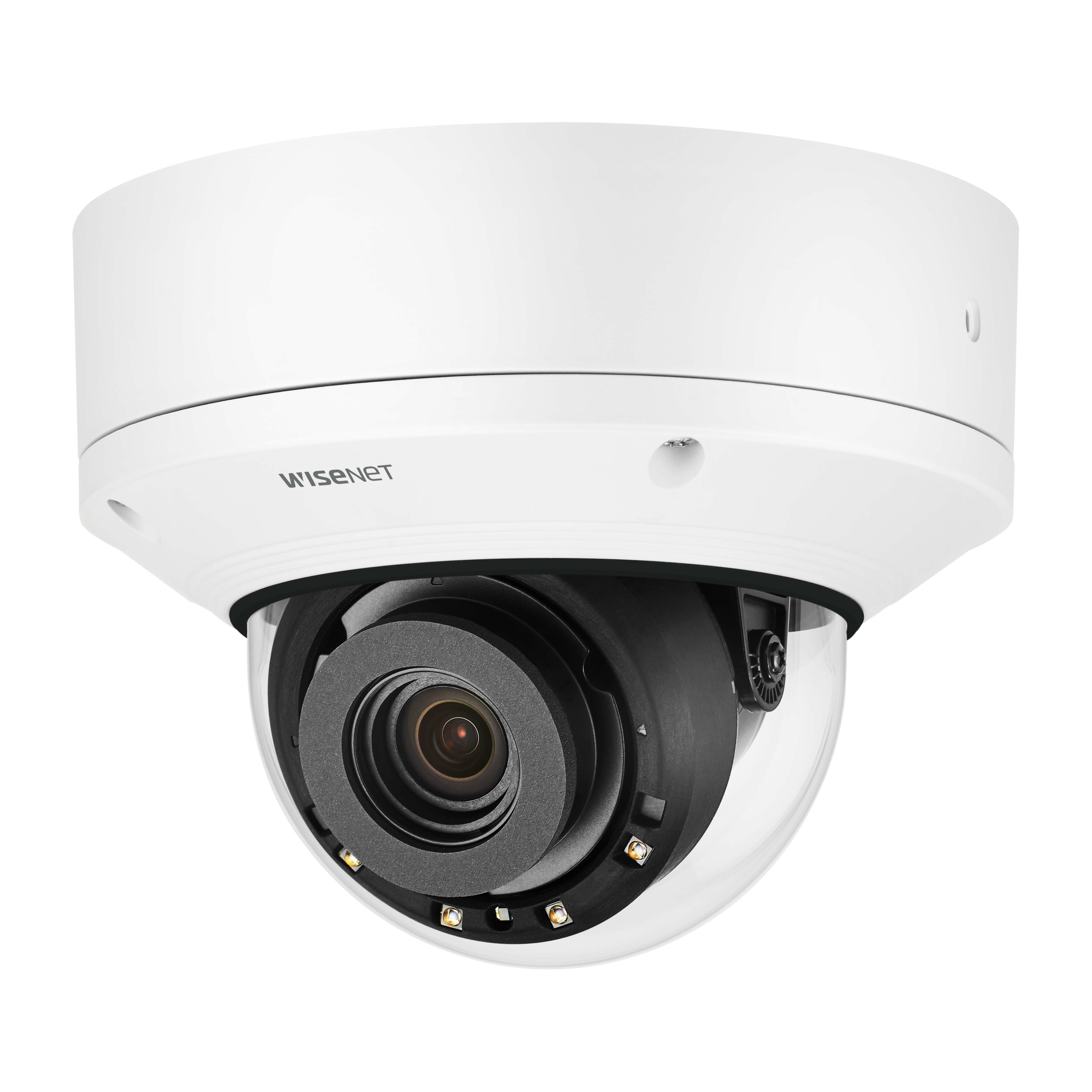 Wisenet PND-A6081RV 2 Megapixel Indoor/Outdoor HD Network Camera - Color - Dome - White - 131.23 ft Night Vision - H.265, H.264, MJPEG - 1920 x 1080 - 4.38 mm- 9.33 mm Varifocal Lens - 2.1x Optical - 120 fps - CMOS - Wall Mount, Ceiling Mount, Pole Mount, Corner Mount, Parapet Mount - IK10 - IP52