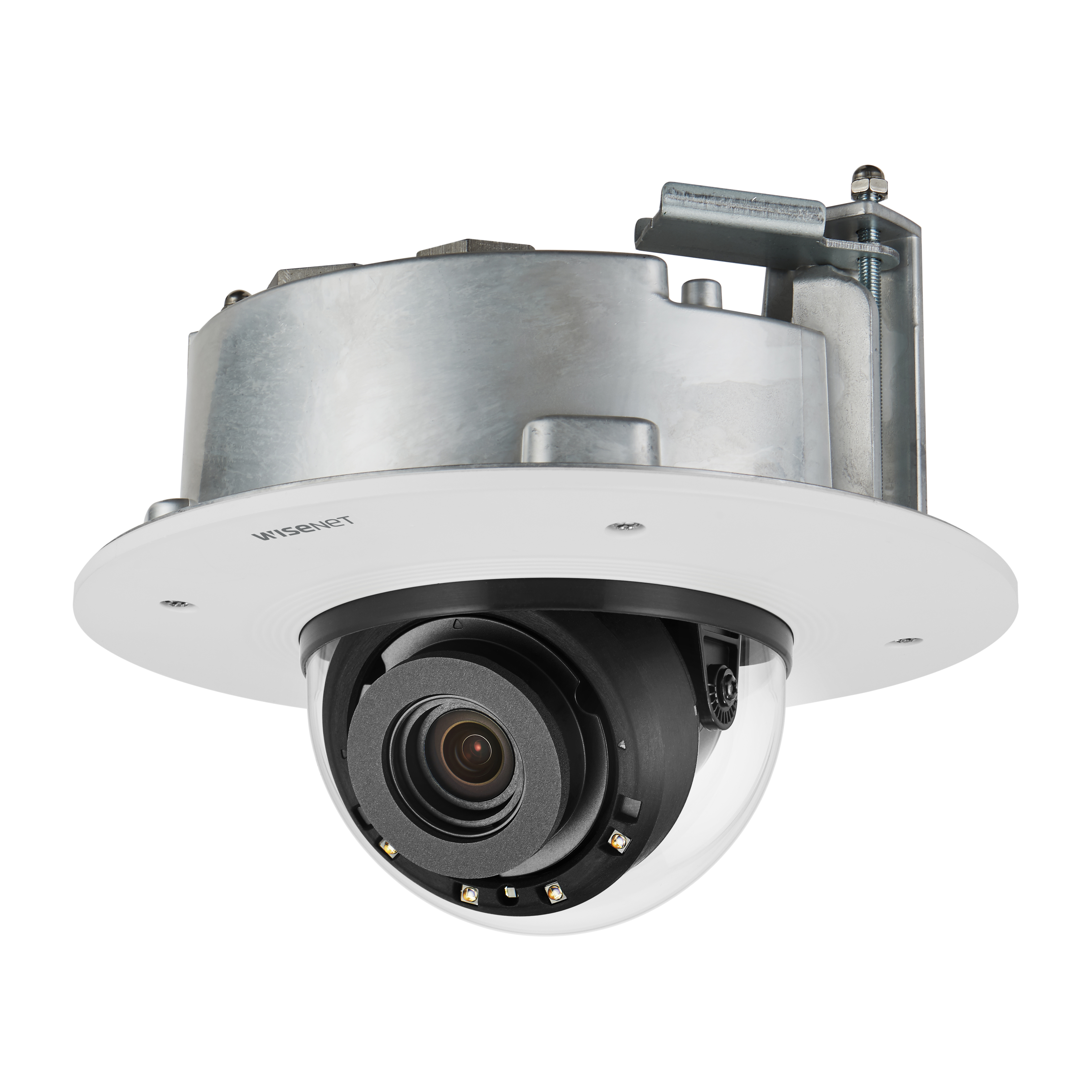 Wisenet PND-A6081RF 2 Megapixel Indoor/Outdoor HD Network Camera - Color - Dome - White - 131.23 ft Night Vision - H.265, H.264, MJPEG - 1920 x 1080 - 4.38 mm- 9.33 mm Varifocal Lens - 2.1x Optical - 120 fps - CMOS - IK10 - IP52