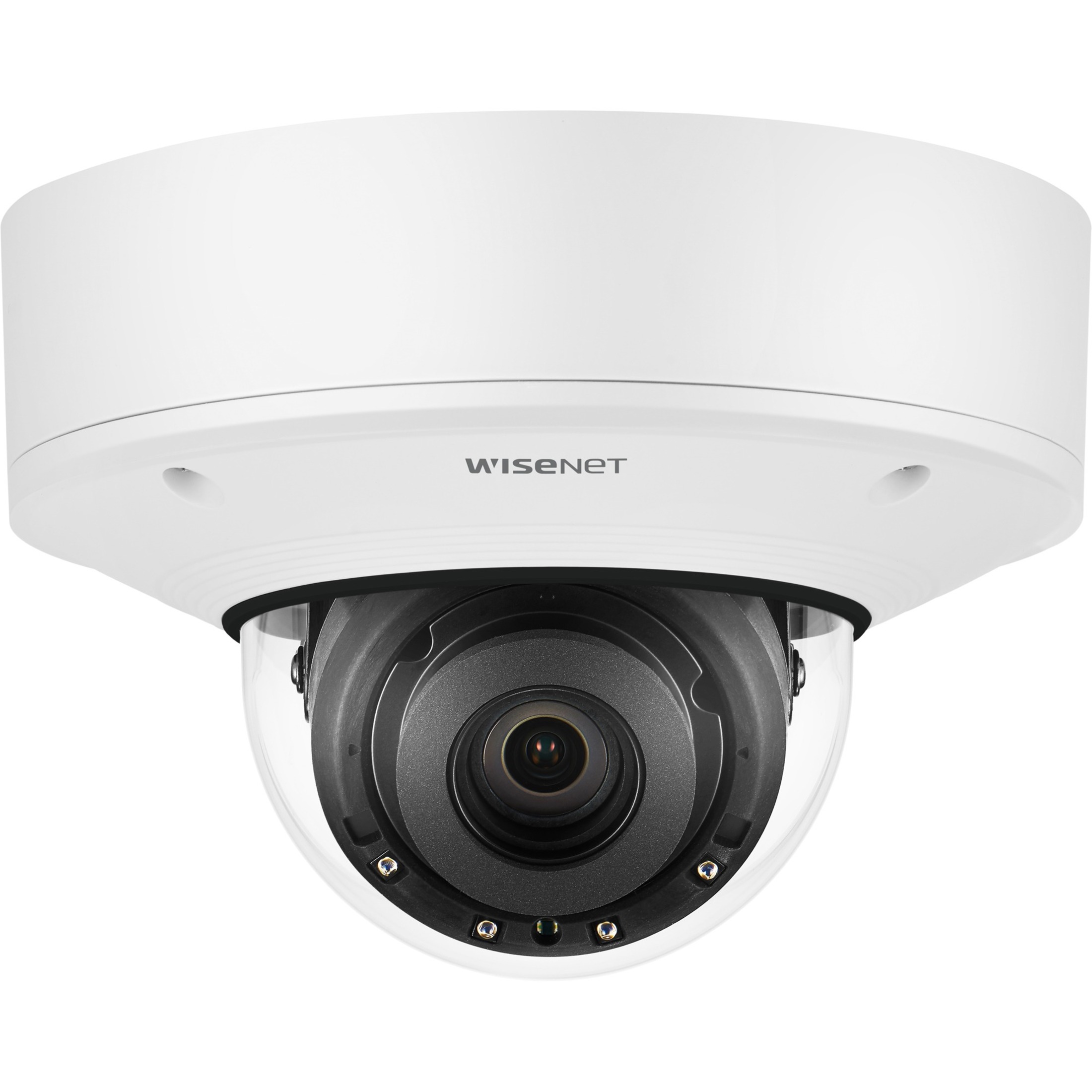 Wisenet PNV-A6081R 2 Megapixel HD Network Camera - Color - Dome - White - 131.23 ft Night Vision - H.265, H.264, MJPEG - 1920 x 1080 - 4.38 mm- 9.33 mm Varifocal Lens - 2.1x Optical - 120 fps - CMOS - Roof Mount, Wall Mount, Ceiling Mount, Pole Mount, Corner Mount, Parapet Mount - IK10 - IP66, IP67, IP6K9K - Vandal Resistant