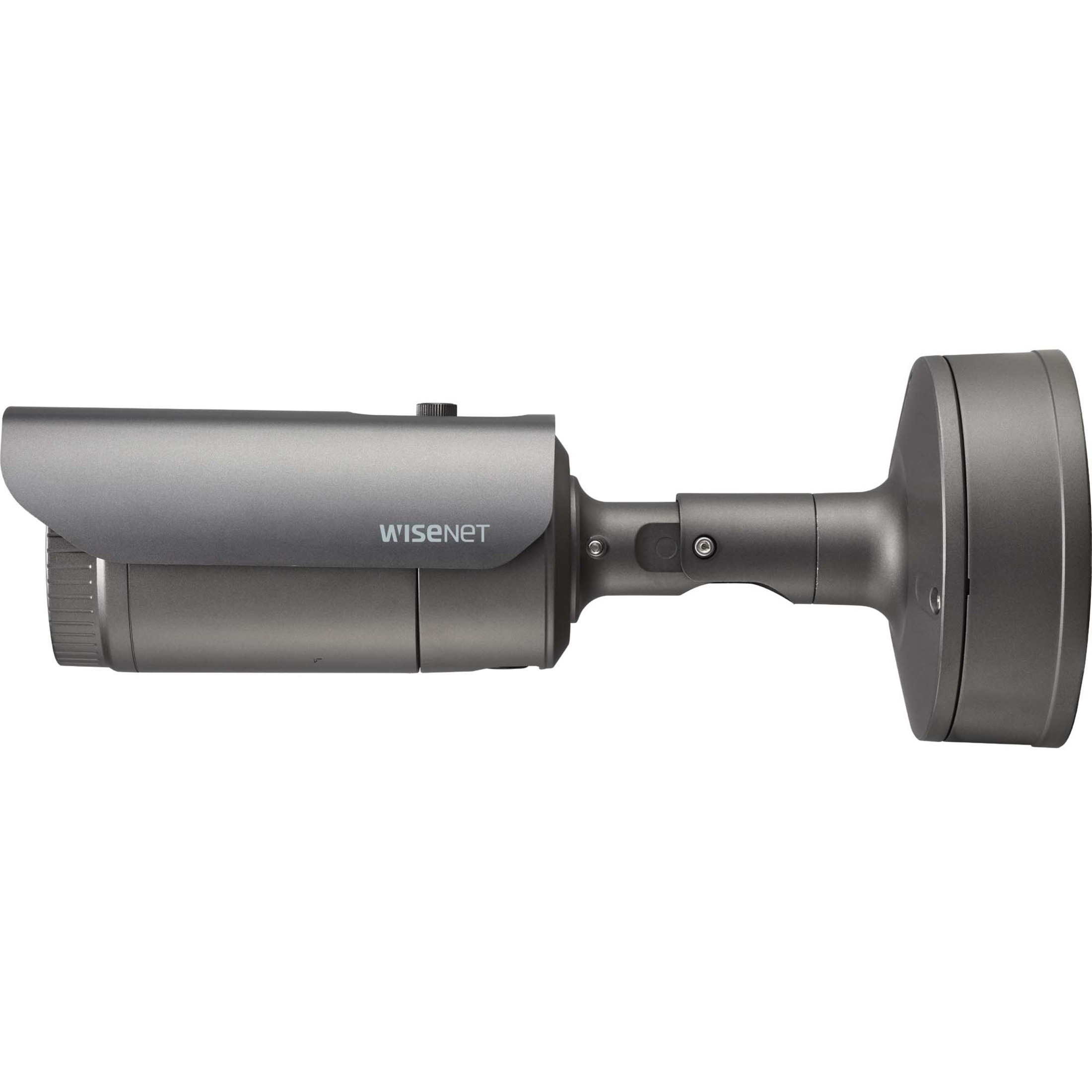 Wisenet PNO-A6081R 2 Megapixel Indoor/Outdoor HD Network Camera - Color - Bullet - Dark Gray - 131.23 ft Night Vision - H.265, H.264, MJPEG - 1920 x 1080 - 4.38 mm- 9.33 mm Varifocal Lens - 2.1x Optical - 120 fps - CMOS - Pole Mount - IK10 - IP66, IP67, IP6K9K