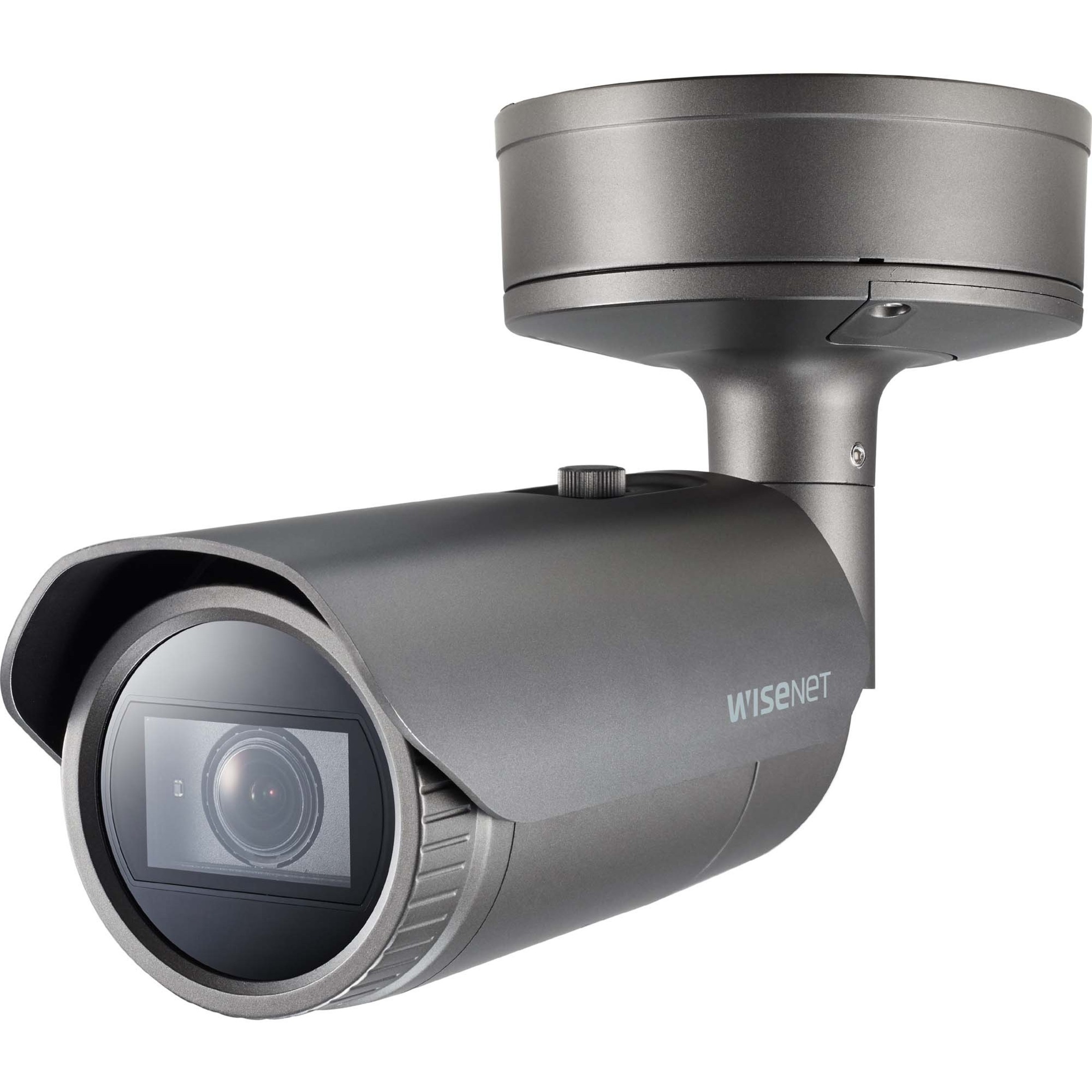 Wisenet PNO-A6081R 2 Megapixel Indoor/Outdoor HD Network Camera - Color - Bullet - Dark Gray - 131.23 ft Night Vision - H.265, H.264, MJPEG - 1920 x 1080 - 4.38 mm- 9.33 mm Varifocal Lens - 2.1x Optical - 120 fps - CMOS - Pole Mount - IK10 - IP66, IP67, IP6K9K