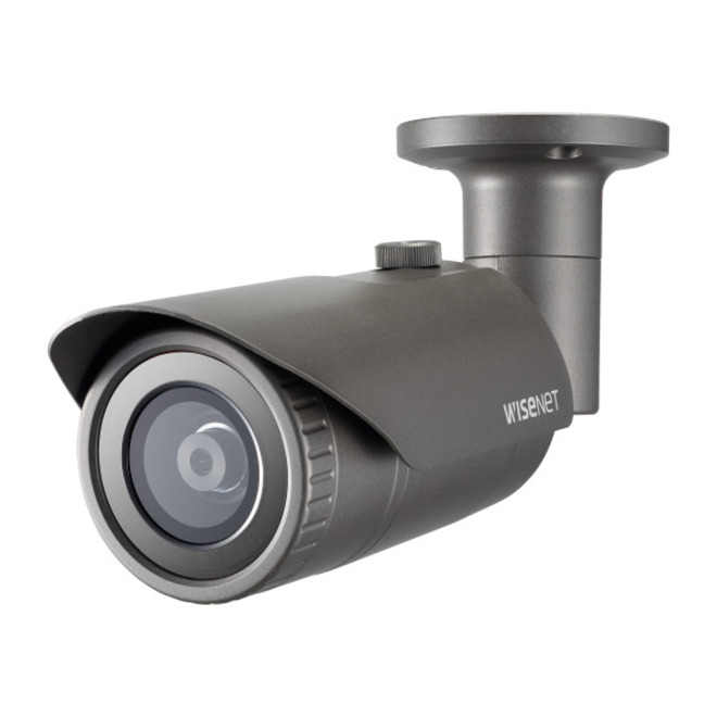 Wisenet QNO-6012R1 2 Megapixel Outdoor Full HD Network Camera - Color - Bullet - Dark Gray - 65.62 ft Infrared Night Vision - MJPEG, H.265, H.264, H.265H, H.265M, H.264H, H.264M - 1920 x 1080 - 2.80 mm Fixed Lens - 30 fps - CMOS - Backbox Mount, Pole Mount - IK10 - IP66