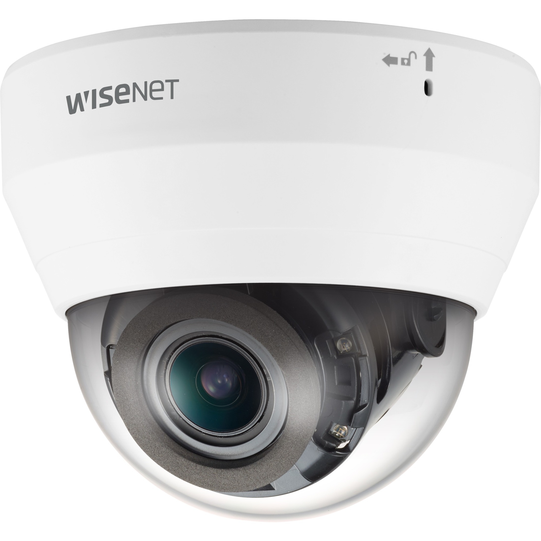 Wisenet QND-6082R1 2 Megapixel Indoor Full HD Network Camera - Color - Dome - White - 65.62 ft Infrared Night Vision - H.264, H.265, Motion JPEG, H.264M, H.265M, H.264H, H.265H - 1920 x 1080 - 3.20 mm- 10 mm Varifocal Lens - 3.1x Optical - 30 fps - CMOS - Wall Mount, In-ceiling, Flush Mount, Hanging Mount
