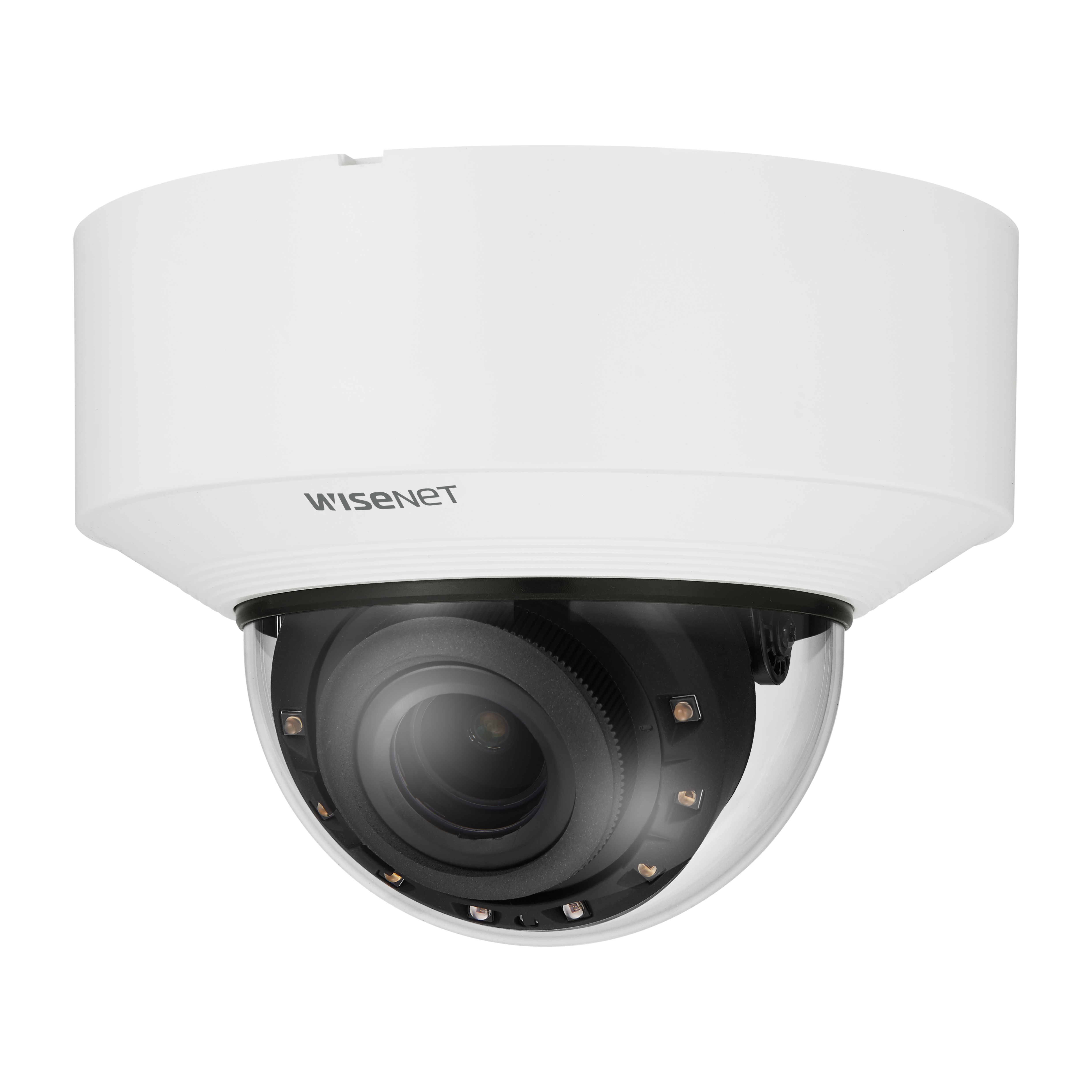 Wisenet XNV-8083R 6 Megapixel Network Camera - Color - Dome - White - 164.04 ft Infrared Night Vision - H.265, H.264, Motion JPEG, H.265M, H.265H, H.264M, H.264H - 3328 x 1872 - 4.40 mm- 9.30 mm Varifocal Lens - 2.1x Optical - 30 fps - CMOS - Hanging Mount - IK10+ - IP66, IP67, IP6K9K