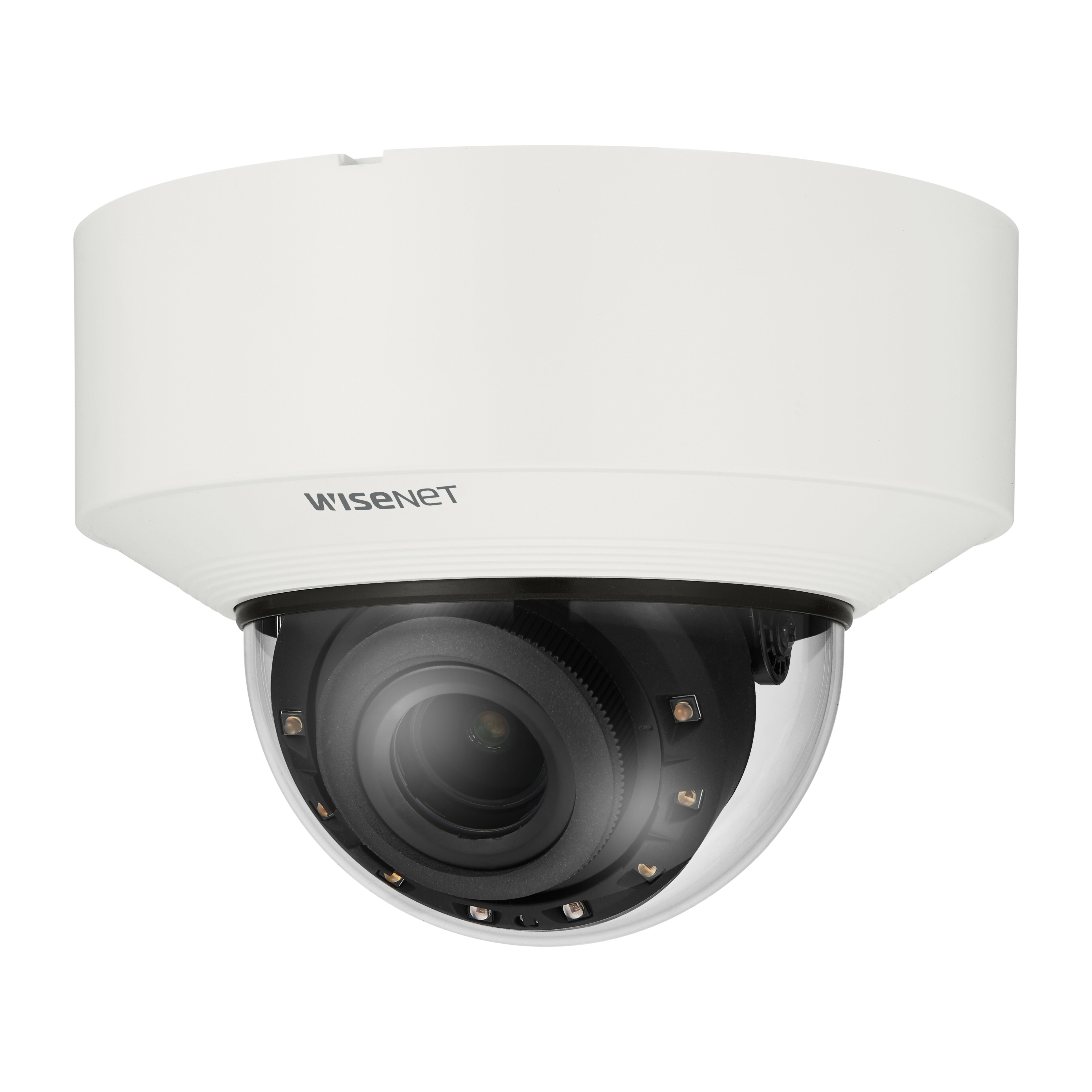 Wisenet XND-C8083RV 6 Megapixel Network Camera - Color - Dome - White - 131.23 ft Infrared Night Vision - H.265, H.264, Motion JPEG, H.265M, H.265H, H.264M, H.264H - 3328 x 1872 - 4.40 mm- 9.30 mm Varifocal Lens - 2.1x Optical - 30 fps - CMOS - Hanging Mount - IK08 - IP52