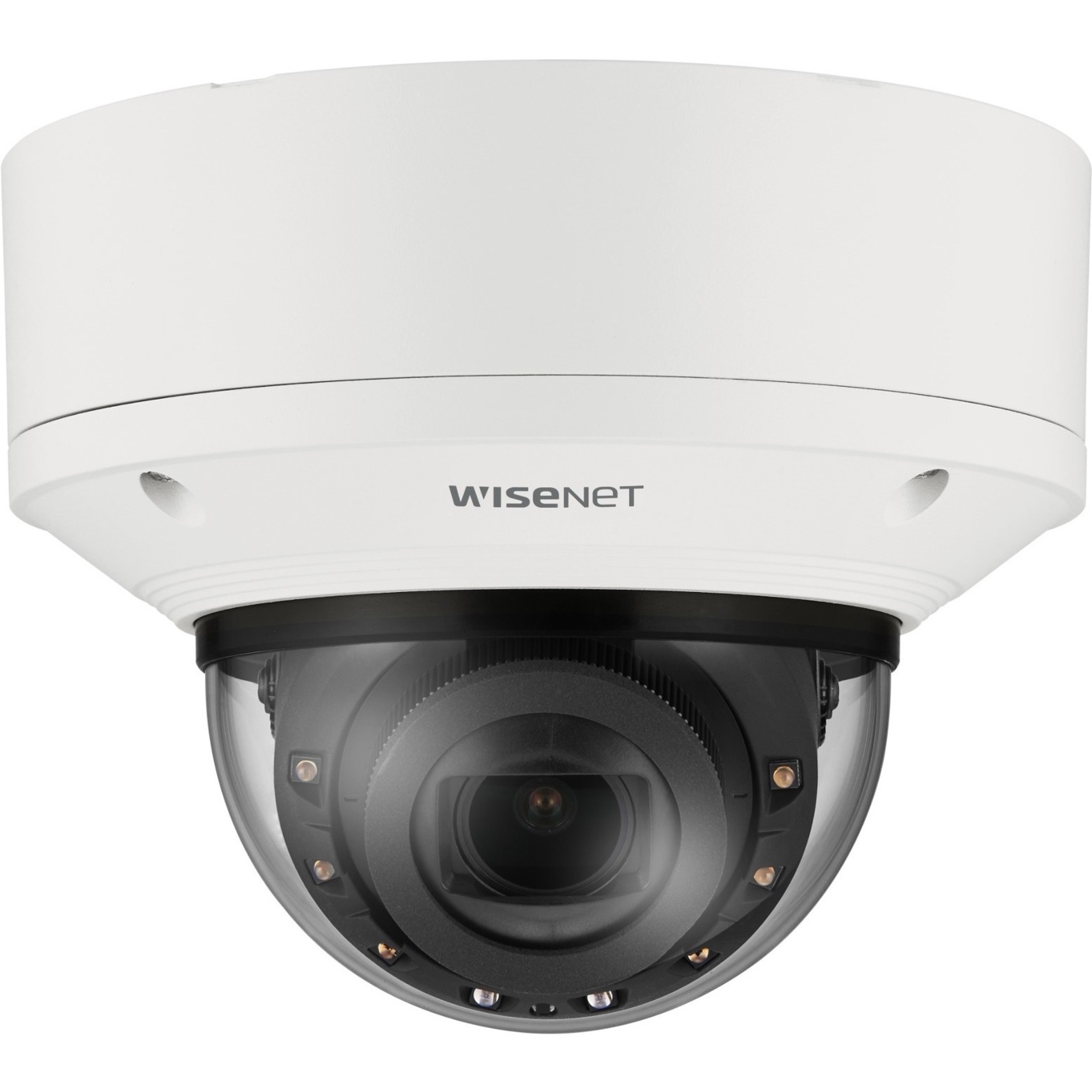 Wisenet XND-8083RV 6 Megapixel Network Camera - Color - Dome - White - 164.04 ft Infrared Night Vision - H.265, H.264, Motion JPEG, H.265M, H.265H, H.264M, H.264H - 3328 x 1872 - 4.40 mm- 9.30 mm Varifocal Lens - 2.1x Optical - 30 fps - CMOS - Hanging Mount - IK10 - IP52