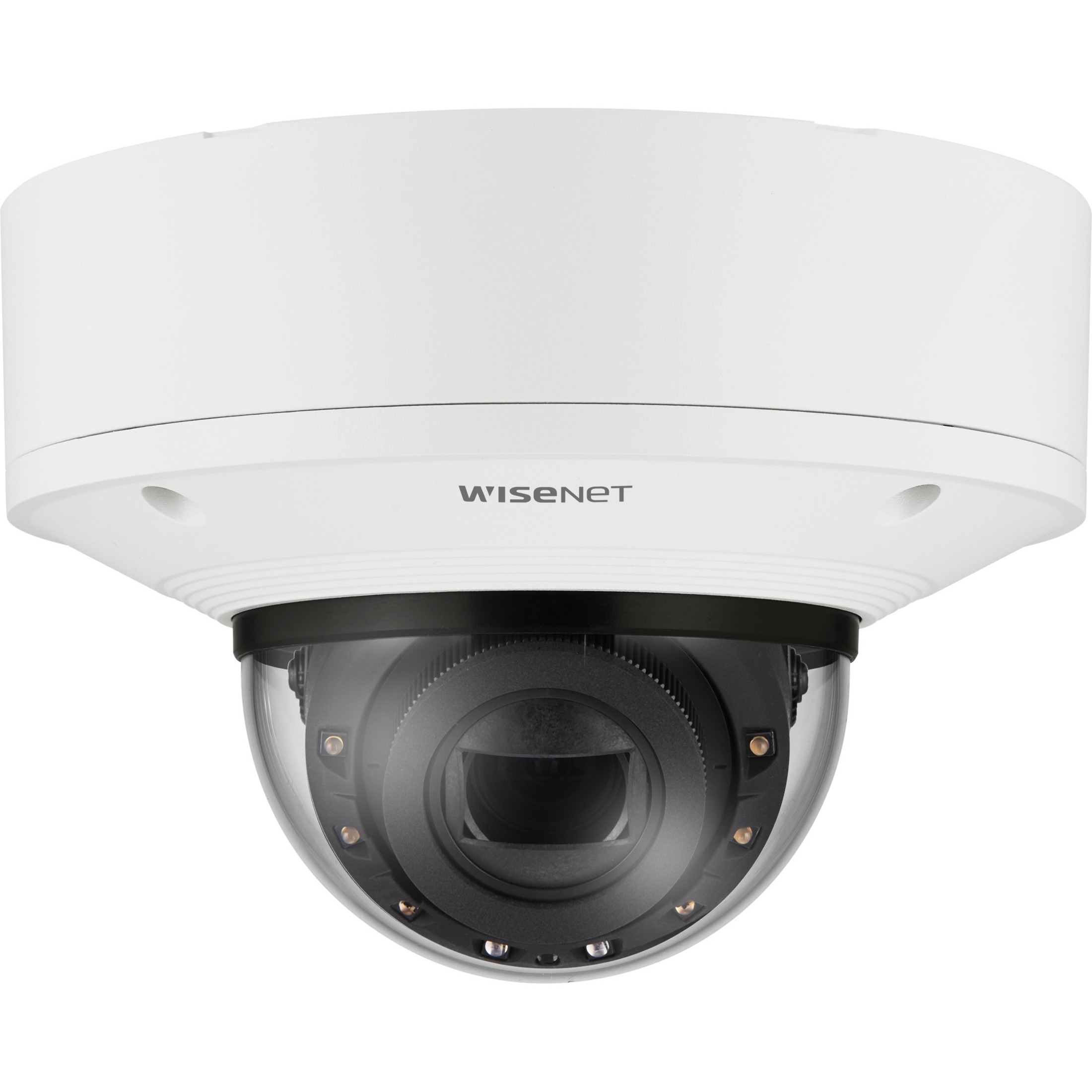 Wisenet XNV-8093R 6 Megapixel Network Camera - Color - Dome - White - 229.66 ft Infrared Night Vision - H.265, H.264, Motion JPEG, H.265M, H.265H, H.264M, H.264H - 3328 x 1872 - 10.90 mm- 29 mm Varifocal Lens - 2.7x Optical - 30 fps - CMOS - Hanging Mount - IK10+ - IP66, IP67, IP6K9K