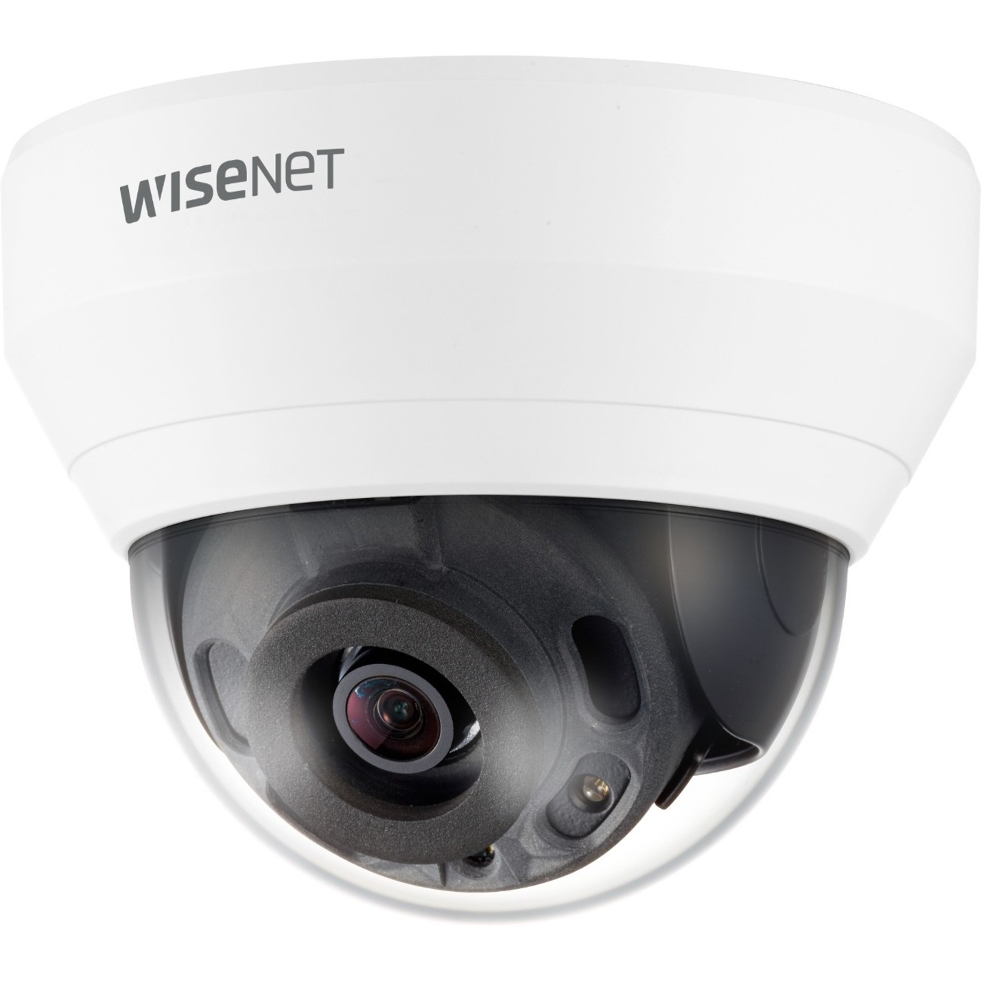Wisenet QNV-7032R 4 Megapixel Network Camera - Color - Dome - White - 98.43 ft Infrared Night Vision - H.265, H.264, H.265M, H.264M, H.265H, H.264H, MJPEG - 2560 x 1440 - 6 mm Fixed Lens - 30 fps - CMOS - Conduit Mount, Gang Box Mount - IK10 - IP66 - Vandal Resistant
