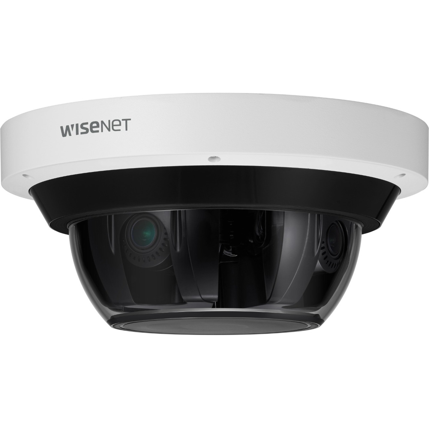 Wisenet PNM-9085RQZ1 20 Megapixel Network Camera - Color - Dome - White - TAA Compliant - 98.43 ft Infrared Night Vision - H.265, H.264, MJPEG, H.265H, H.265M, H.265B, H.264B, H.264M, H.264H - 2560 x 1920 - 4.13 mm- 9.40 mm Varifocal Lens - 2.3x Optical - 30 fps - CMOS - Hanging Mount - IK10 - IP66
