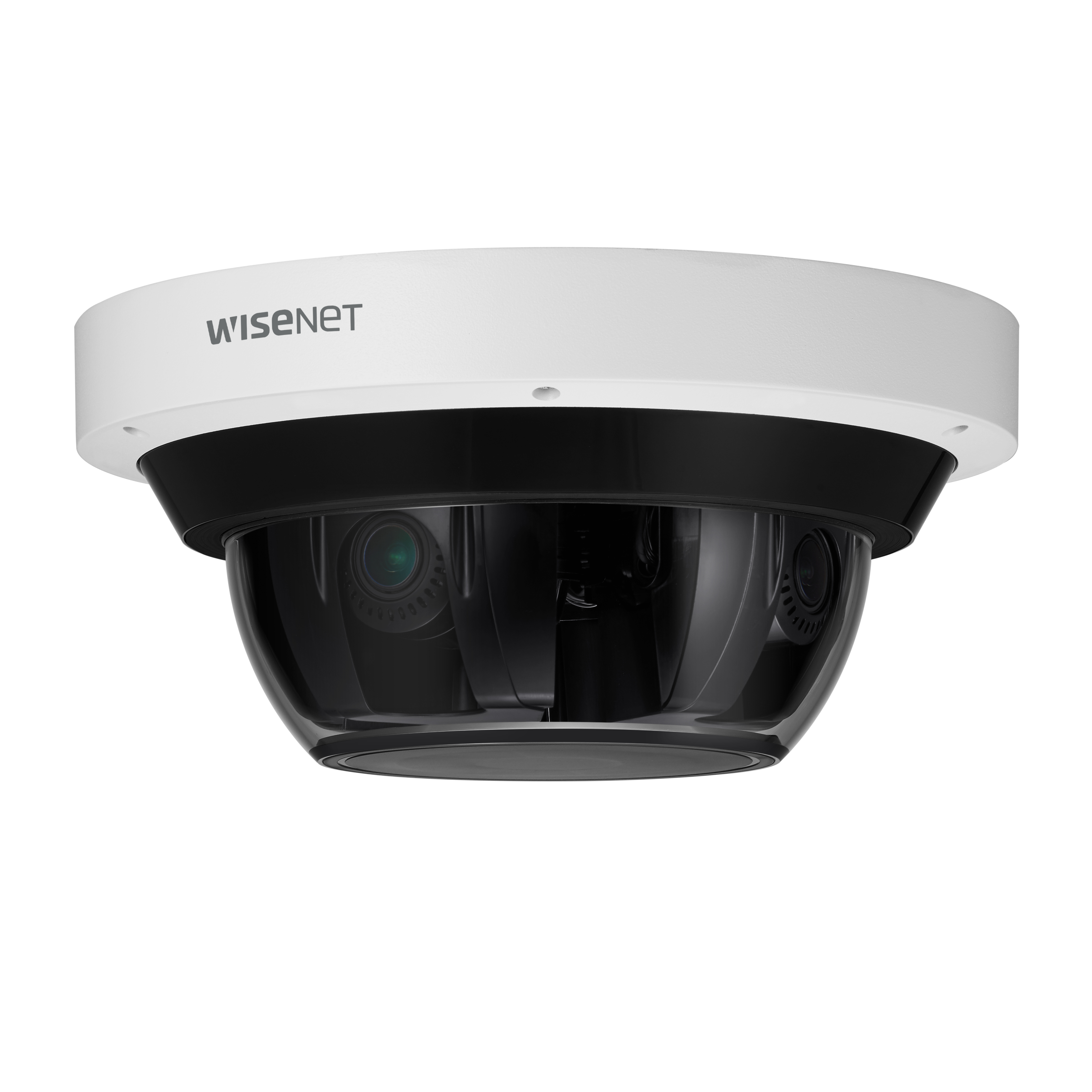 Wisenet PNM-9085RQZ1 20 Megapixel Network Camera - Color - Dome - White - TAA Compliant - 98.43 ft Infrared Night Vision - H.265, H.264, MJPEG, H.265H, H.265M, H.265B, H.264B, H.264M, H.264H - 2560 x 1920 - 4.13 mm- 9.40 mm Varifocal Lens - 2.3x Optical - 30 fps - CMOS - Hanging Mount - IK10 - IP66