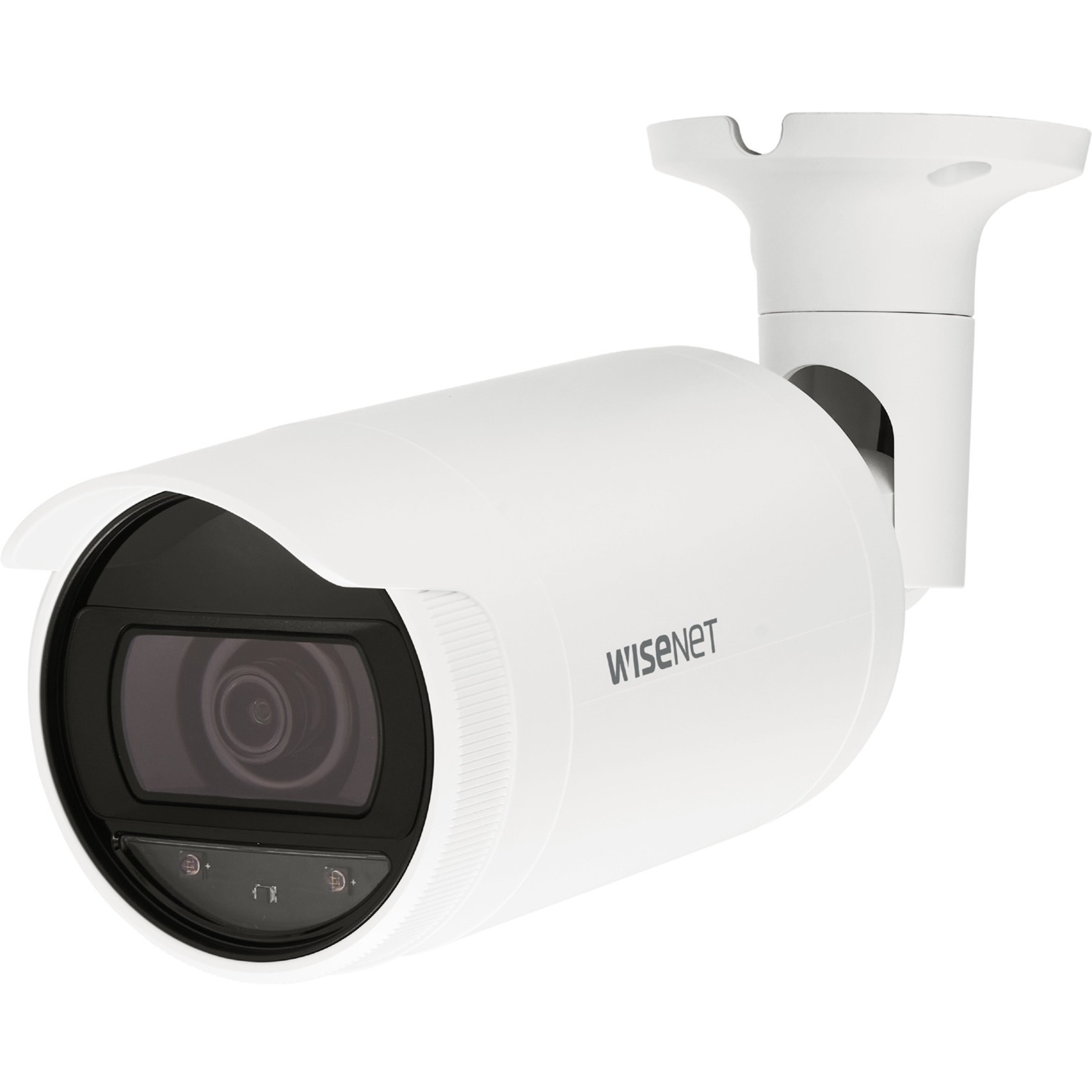 Wisenet ANO-L7022R 4 Megapixel Network Camera - Color - Bullet - White - 82.02 ft Infrared Night Vision - H.264, H.265, MJPEG, H.265M, H.265H, H.264M, H.264H - 2560 x 1440 - 4 mm Fixed Lens - 30 fps - CMOS - Corner Mount, Backbox Mount - IP66
