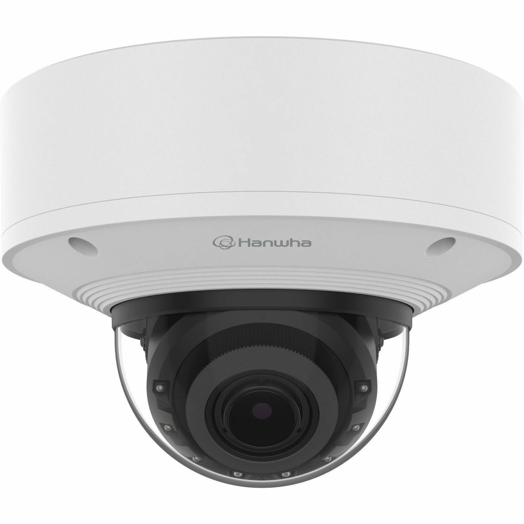 Hanwha PNV-A6081R-E2T 2 Megapixel Outdoor Full HD Network Camera - Color - Dome - White, Silver - 131.23 ft Infrared/Color Night Vision - H.265, H.264, H.264M, H.264H, MJPEG - 1920 x 1080 - 4.38 mm- 9.33 mm Varifocal Lens - 2.1x Optical - 120 fps - CMOS - Gigabit Ethernet - Conduit Mount, Gang Box Mount, Hanging Mount - IK10 - IP66, IP67, IP6K9K