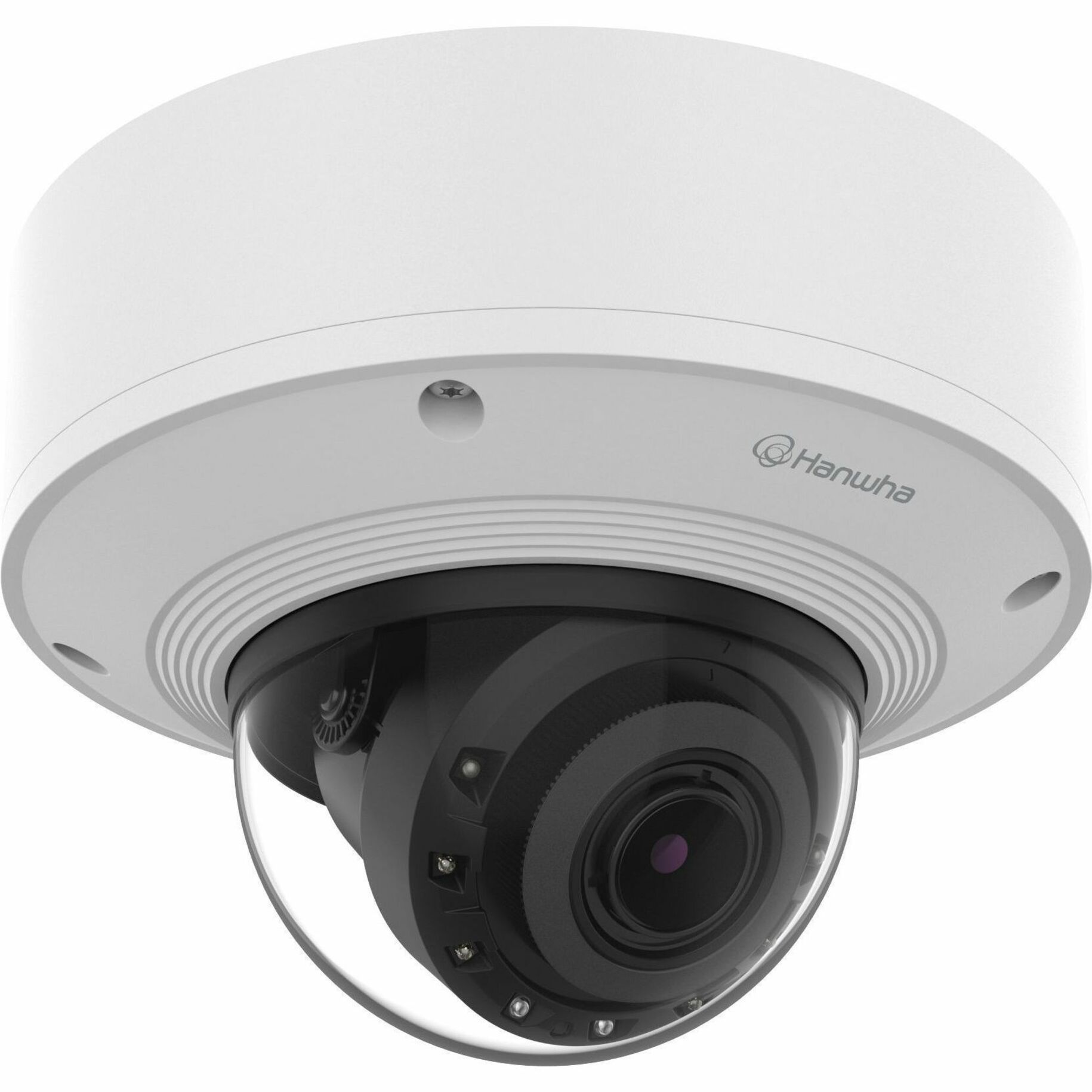 Hanwha PNV-A6081R-E2T 2 Megapixel Outdoor Full HD Network Camera - Color - Dome - White, Silver - 131.23 ft Infrared/Color Night Vision - H.265, H.264, H.264M, H.264H, MJPEG - 1920 x 1080 - 4.38 mm- 9.33 mm Varifocal Lens - 2.1x Optical - 120 fps - CMOS - Gigabit Ethernet - Conduit Mount, Gang Box Mount, Hanging Mount - IK10 - IP66, IP67, IP6K9K