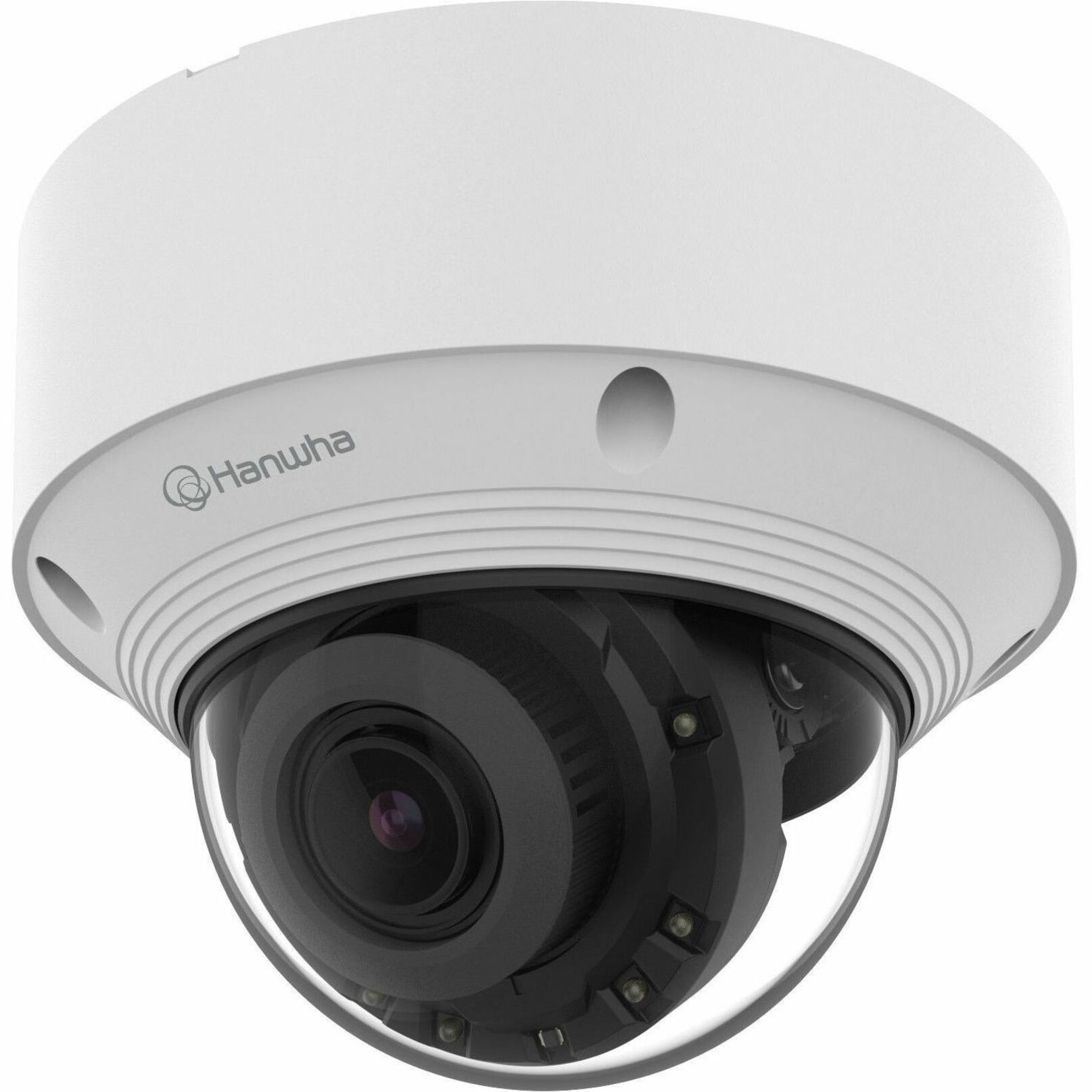 Hanwha QNV-C9083R 8 Megapixel 4K Network Camera - Color - Dome - White - 98.43 ft Infrared Night Vision - H.265, H.264, MJPEG, H.265M, H.265H, H.264M, H.264H - 3840 x 2160 - 3.20 mm- 10.20 mm Varifocal Lens - 3.2x Optical - 30 fps - CMOS - Fast Ethernet - USB - Hanging Mount - IK10 - IP66