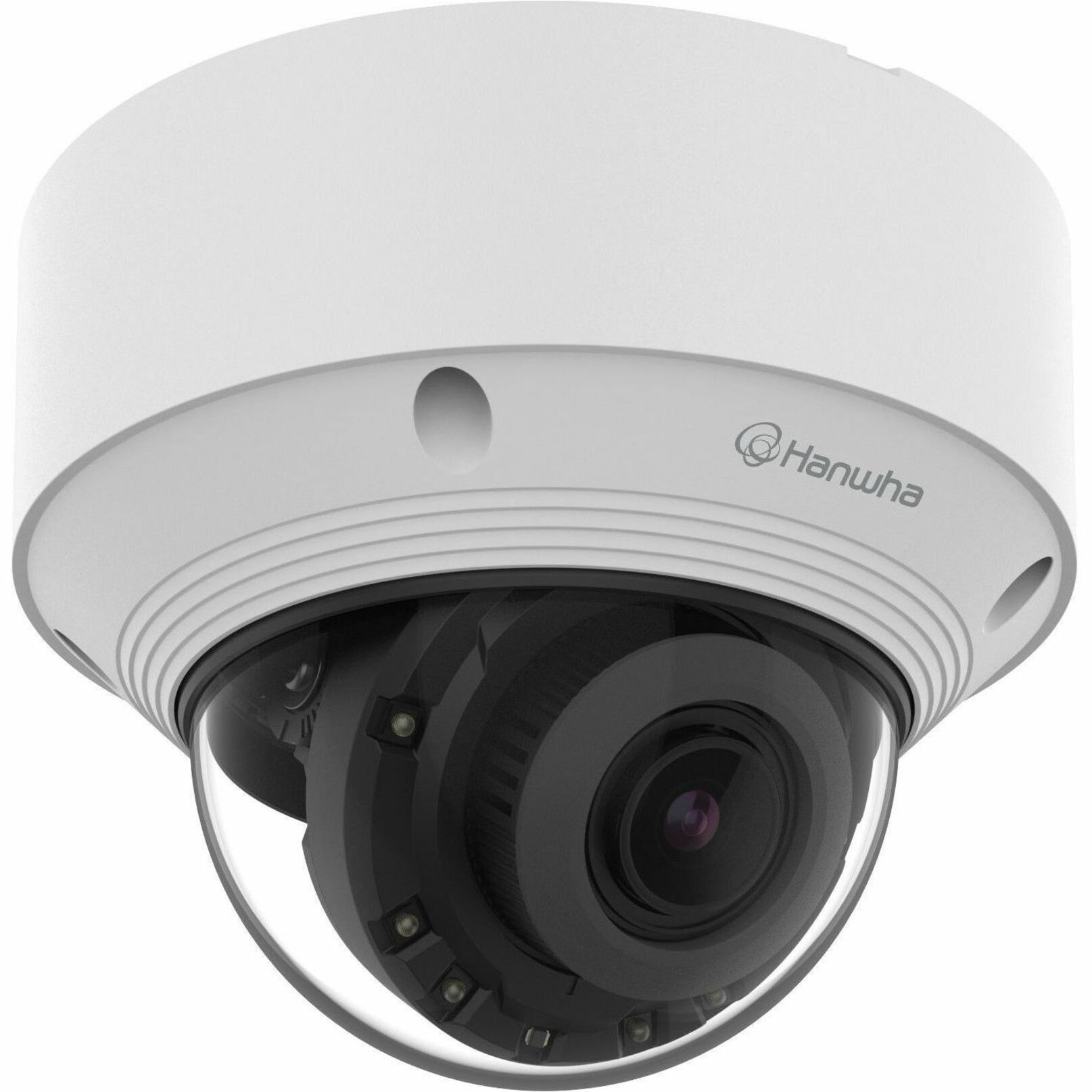 Hanwha QNV-C9083R 8 Megapixel 4K Network Camera - Color - Dome - White - 98.43 ft Infrared Night Vision - H.265, H.264, MJPEG, H.265M, H.265H, H.264M, H.264H - 3840 x 2160 - 3.20 mm- 10.20 mm Varifocal Lens - 3.2x Optical - 30 fps - CMOS - Fast Ethernet - USB - Hanging Mount - IK10 - IP66