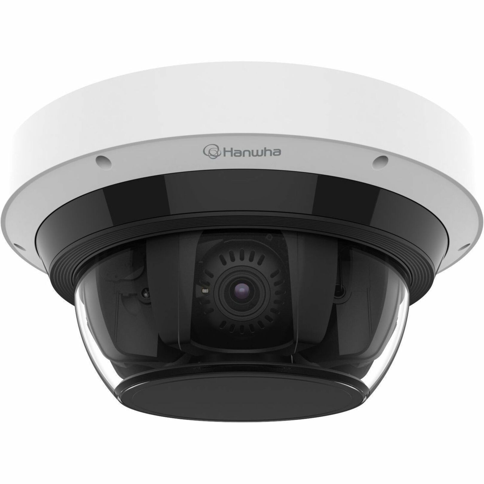 Hanwha PNM-C32083RQZ 8 Megapixel 4K Network Camera - Color - Dome - White - TAA Compliant - 82.02 ft Infrared Night Vision - H.264, H.265, MJPEG, H.264H, H.264B, H.264M, H.265M, H.265B, H.265H - 3840 x 2160 - 4.38 mm- 9.33 mm Varifocal Lens - 2.1x Optical - 20 fps - CMOS - Gigabit Ethernet - IK10 - IP66 - Audio Support - Day/Night, Back Light Compensation (BLC), AI Analytics, Human Detection, Vehicle Detection, Wide Dynamic Range, Motion Detection, Privacy Masking, Gain Control, Alarm Trigg