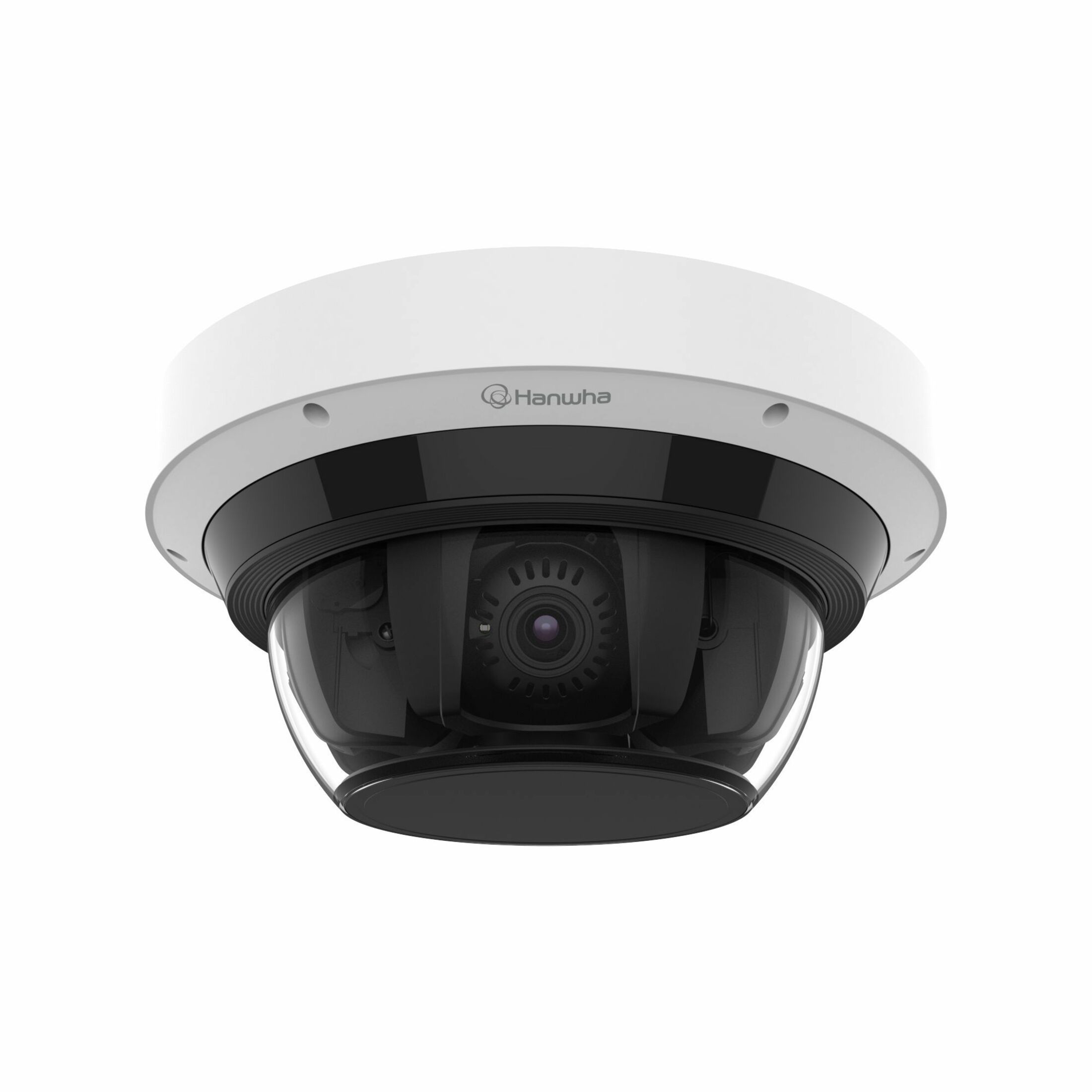 Hanwha PNM-C32083RQZ 8 Megapixel 4K Network Camera - Color - Dome - White - TAA Compliant - 82.02 ft Infrared Night Vision - H.264, H.265, MJPEG, H.264H, H.264B, H.264M, H.265M, H.265B, H.265H - 3840 x 2160 - 4.38 mm- 9.33 mm Varifocal Lens - 2.1x Optical - 20 fps - CMOS - Gigabit Ethernet - IK10 - IP66 - Audio Support - Day/Night, Back Light Compensation (BLC), AI Analytics, Human Detection, Vehicle Detection, Wide Dynamic Range, Motion Detection, Privacy Masking, Gain Control, Alarm Trigg