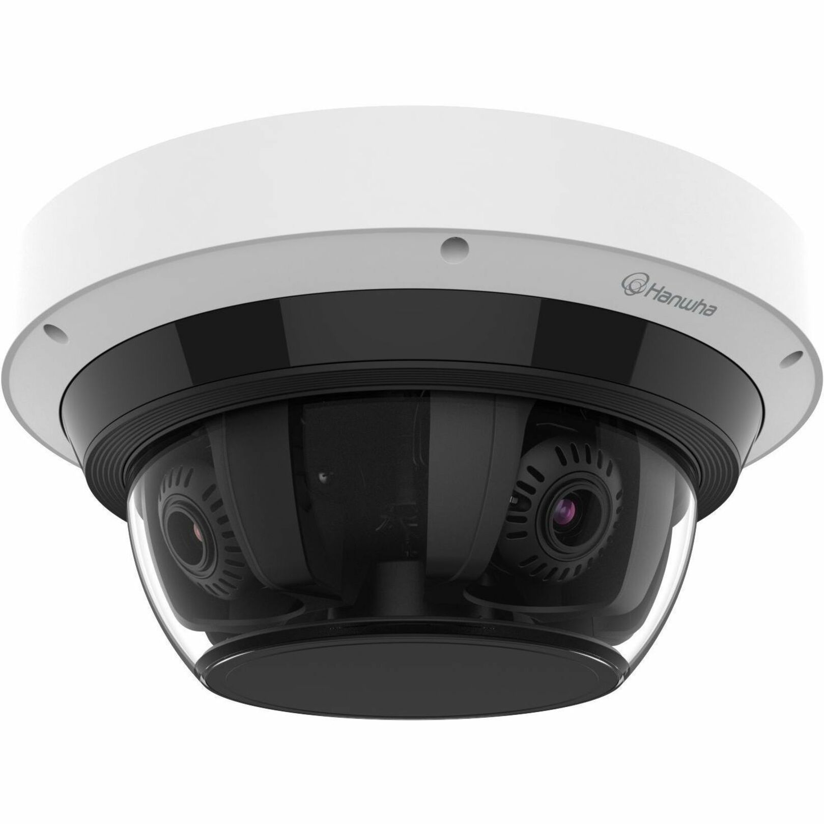 Hanwha PNM-C32083RQZ 8 Megapixel 4K Network Camera - Color - Dome - White - TAA Compliant - 82.02 ft Infrared Night Vision - H.264, H.265, MJPEG, H.264H, H.264B, H.264M, H.265M, H.265B, H.265H - 3840 x 2160 - 4.38 mm- 9.33 mm Varifocal Lens - 2.1x Optical - 20 fps - CMOS - Gigabit Ethernet - IK10 - IP66 - Audio Support - Day/Night, Back Light Compensation (BLC), AI Analytics, Human Detection, Vehicle Detection, Wide Dynamic Range, Motion Detection, Privacy Masking, Gain Control, Alarm Trigg