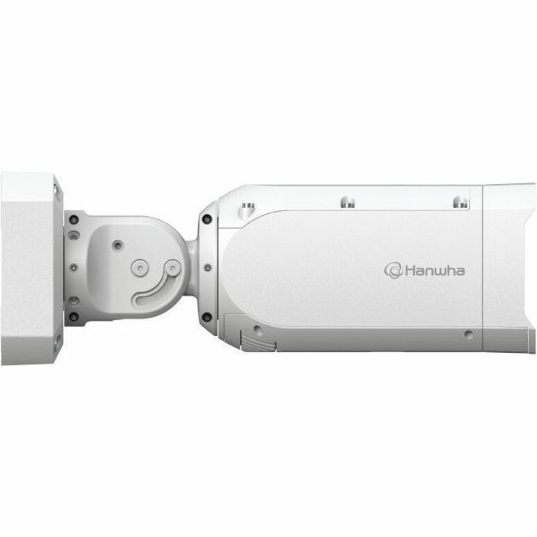 Hanwha TNO-A26081 26 Megapixel Network Camera - Color - Bullet - White - TAA Compliant - H.265, H.264, MJPEG, H.265M, H.265H, H.264M, H.264H - 6240 x 4160 - 55 mm- 250 mm Varifocal Lens - 4.5x Optical - 30 fps - CMOS - Gigabit Ethernet - USB - IK10 - IP66, IP67 - Impact Resistant, Vandal Resistant - Audio Support - SD Card Local Storage, Audio Compression, Alarm Triggering, Privacy Masking, Motion Detection, Face Detection, Human Detection, Vehicle Detection, AI Analytics, Back Light Compen